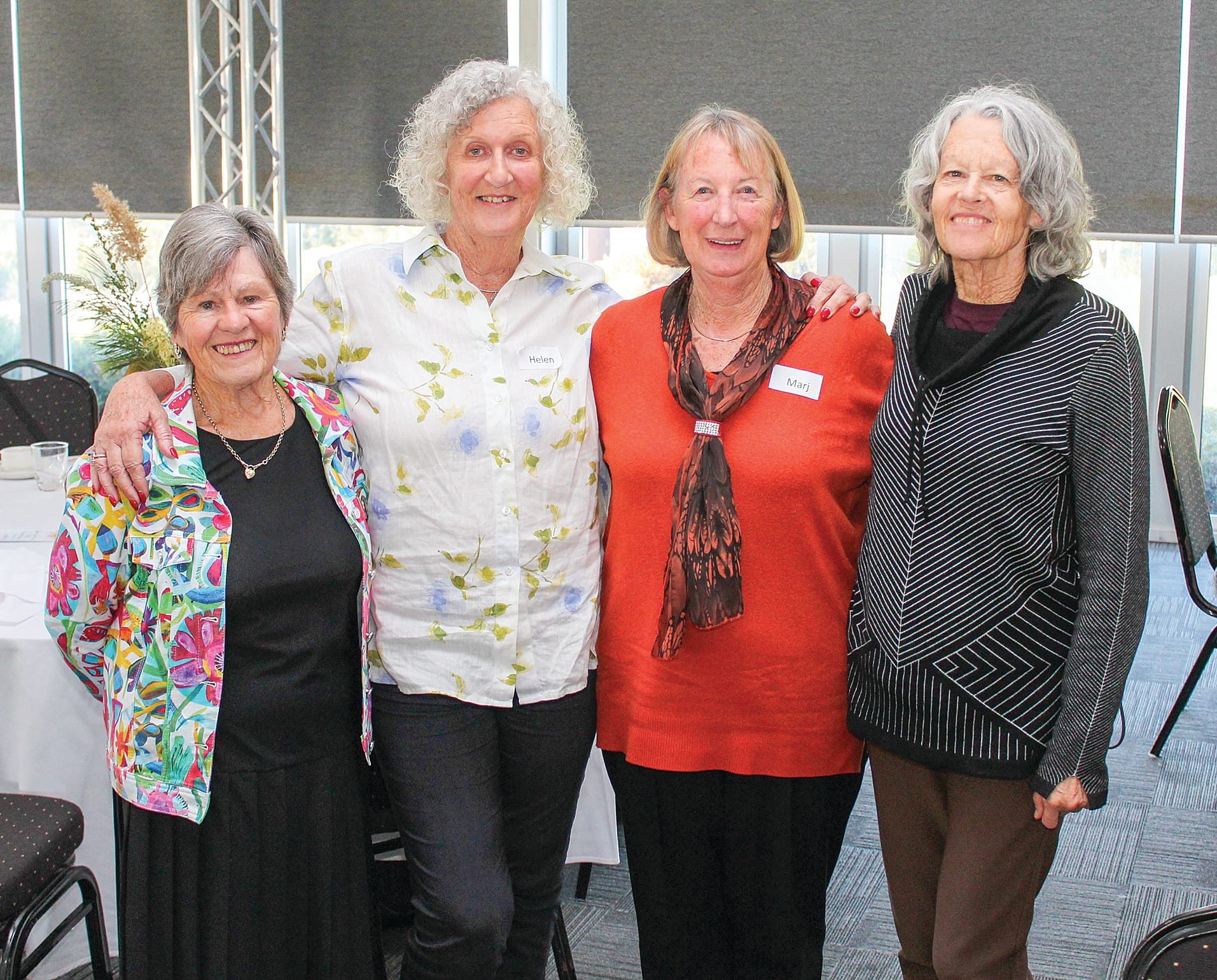 San Remo Opportunity Shop Auxiliary’s Treasurer Caroline Talbot, Helen Andrews, Secretary Marj Wagland and President Sara Fleisner enjoy the Volunteer Celebration.