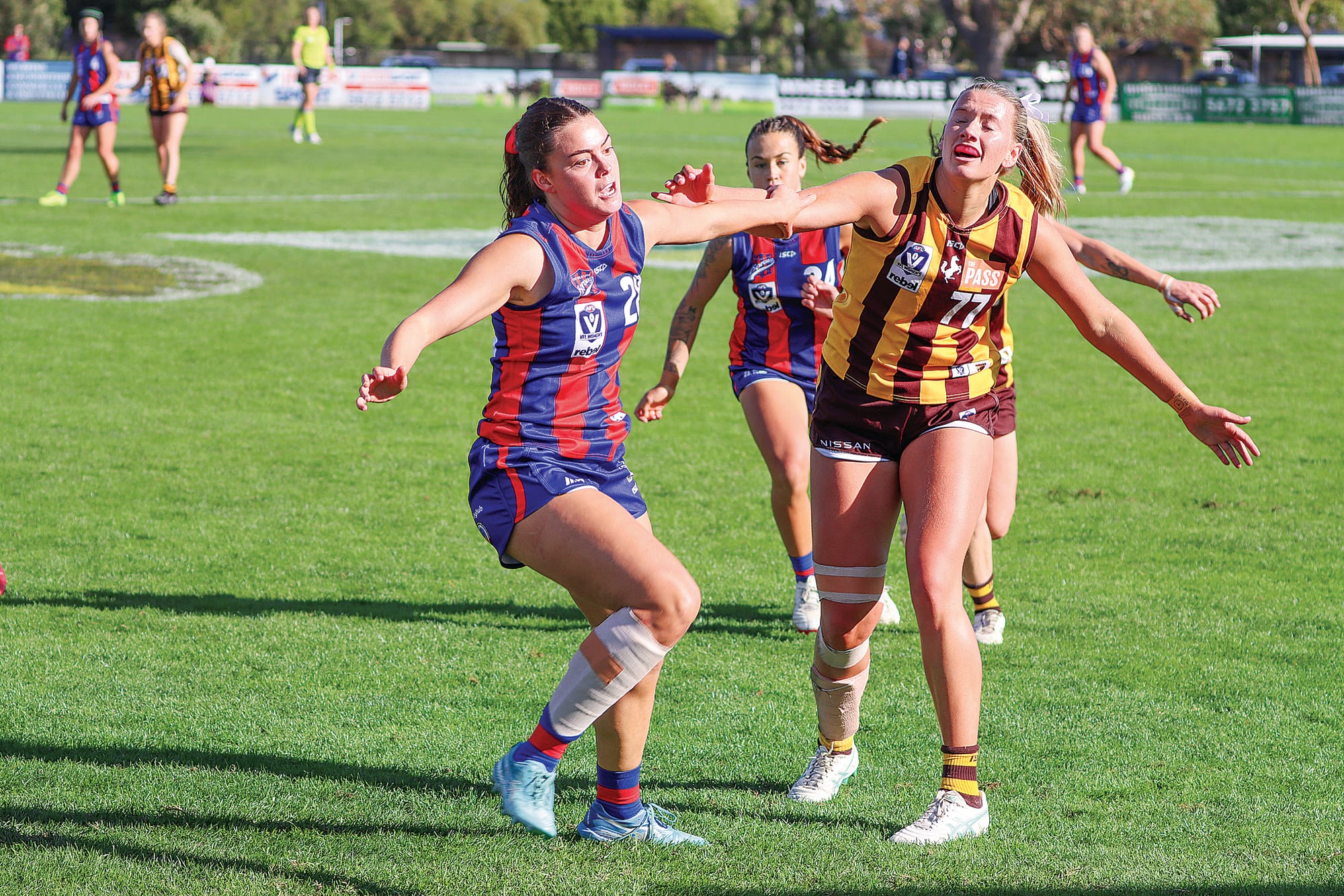 Port Melbourne’s Molly Denahy Maloney was among the Borough’s best, here up against Box Hill’s Maddison Torpey. A43_1725
