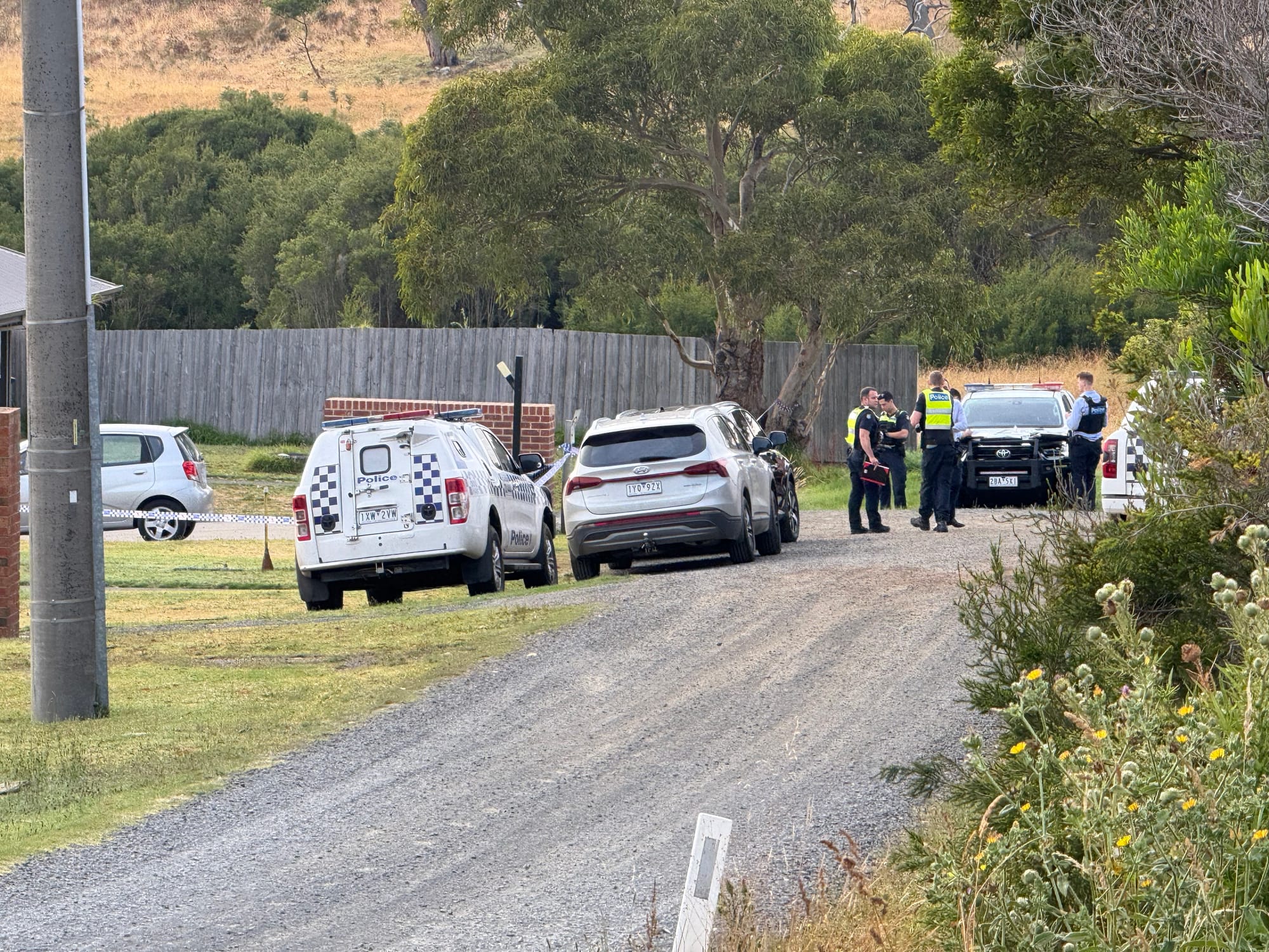 Police on the scene of Wonthaggi shooting