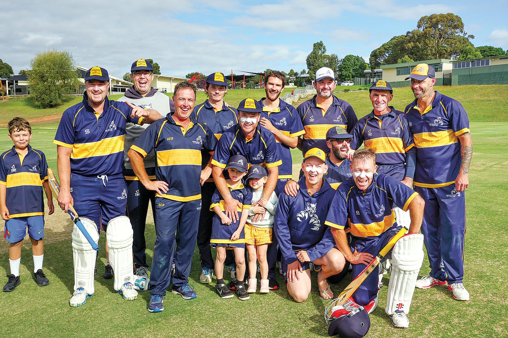 Koonwarra Leongatha RSL B Grade Division 1 premiers captain Jimmy Rushton (left), Paris Buckley, Matt Cooke, Nathan Trotto, Nick Arnup, Josh Thomas, Adam Drury, Nigel Grimes, Anthony Hunt, Mick Thomas, Brad Anderson (WK) and Matt Boswell. Ns011323