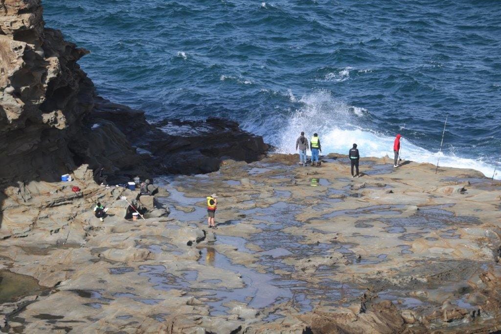 The scene at Punch Bowl Rocks over the Easter weekend.