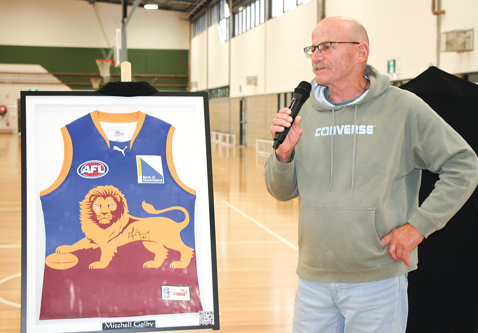 Brisbane Lions defender Mitchell Golby was honoured as a Dennis Vague sporting alumni at Bass Coast S.C. B28_5124