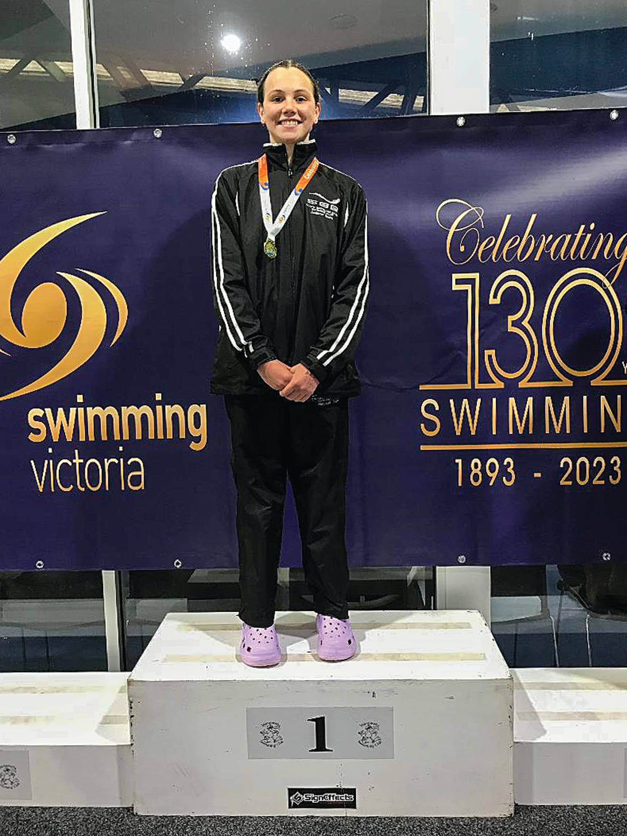 Miah Roberts came first in the 100m backstroke.