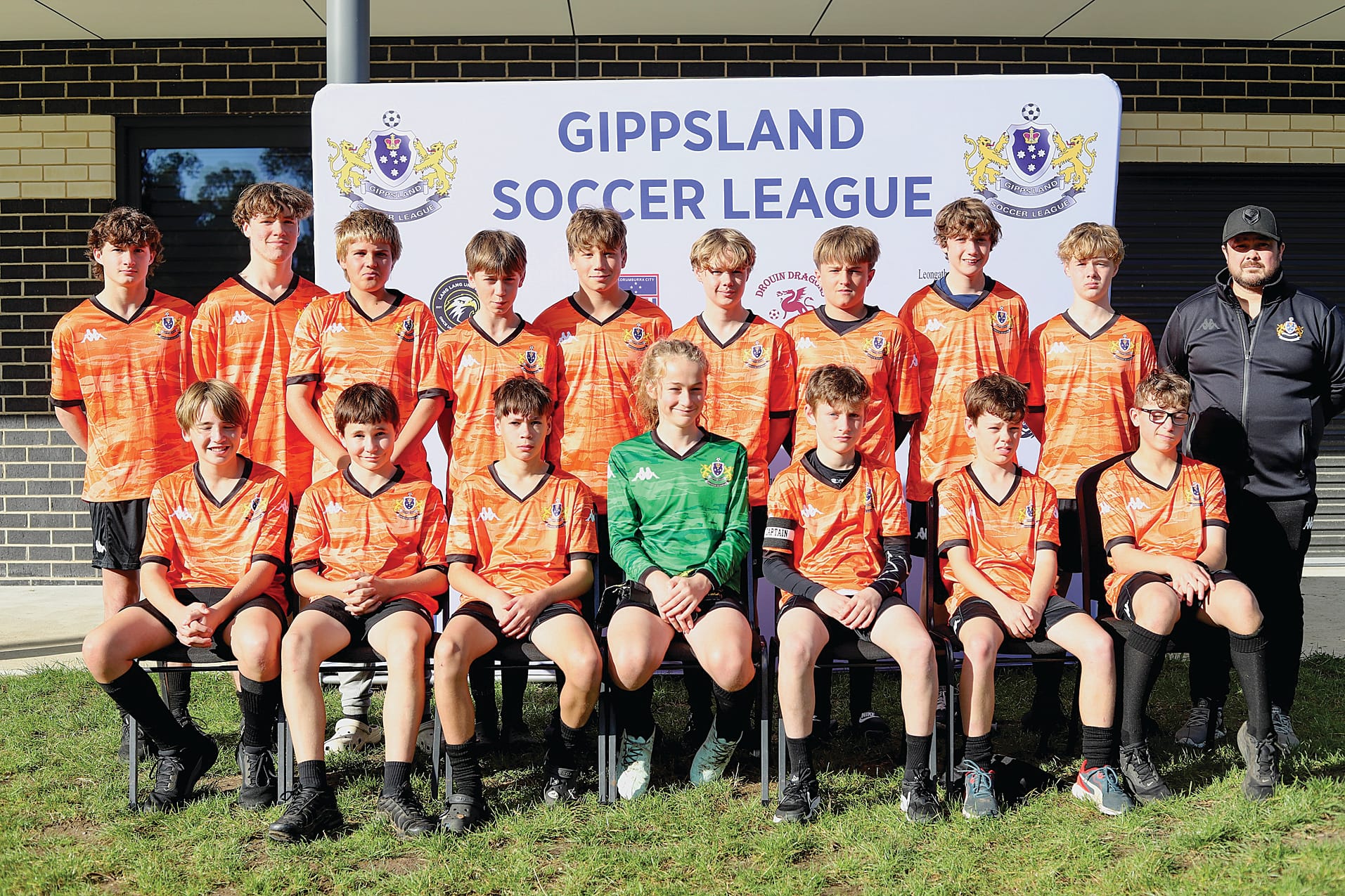U14 Boys: back row, from left, Liam Anderson, Noah Bowman, Eli McLean-Watling, Sonny Carlin, Ollie Phillips, Casey Sherburn, Cameron Taylor, William Martin, Brody Sherburn, Bob Wilkinson (coach); front, Fred Gannon, Chayce Vivian, Chadwick Wilkinson, Raiden Knabe, Tom Stevenage (captain), Ben Stephens and Kaiden Hughes.
