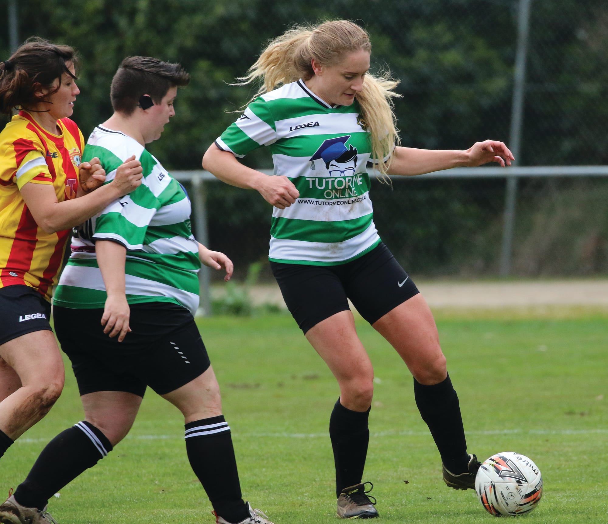 Bec Samarias looked to bring the ball back down the field for Mirboo North.