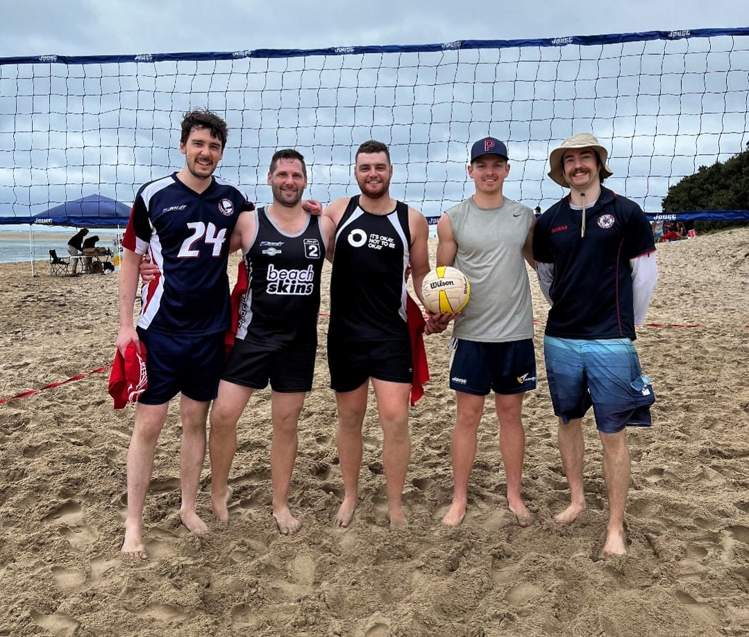 Yellow division grand final winners, Bruised, (left to right) Tom de Vries, Jacob Gruis, Locky Morland, Jack McIntosh, Will Crawford.