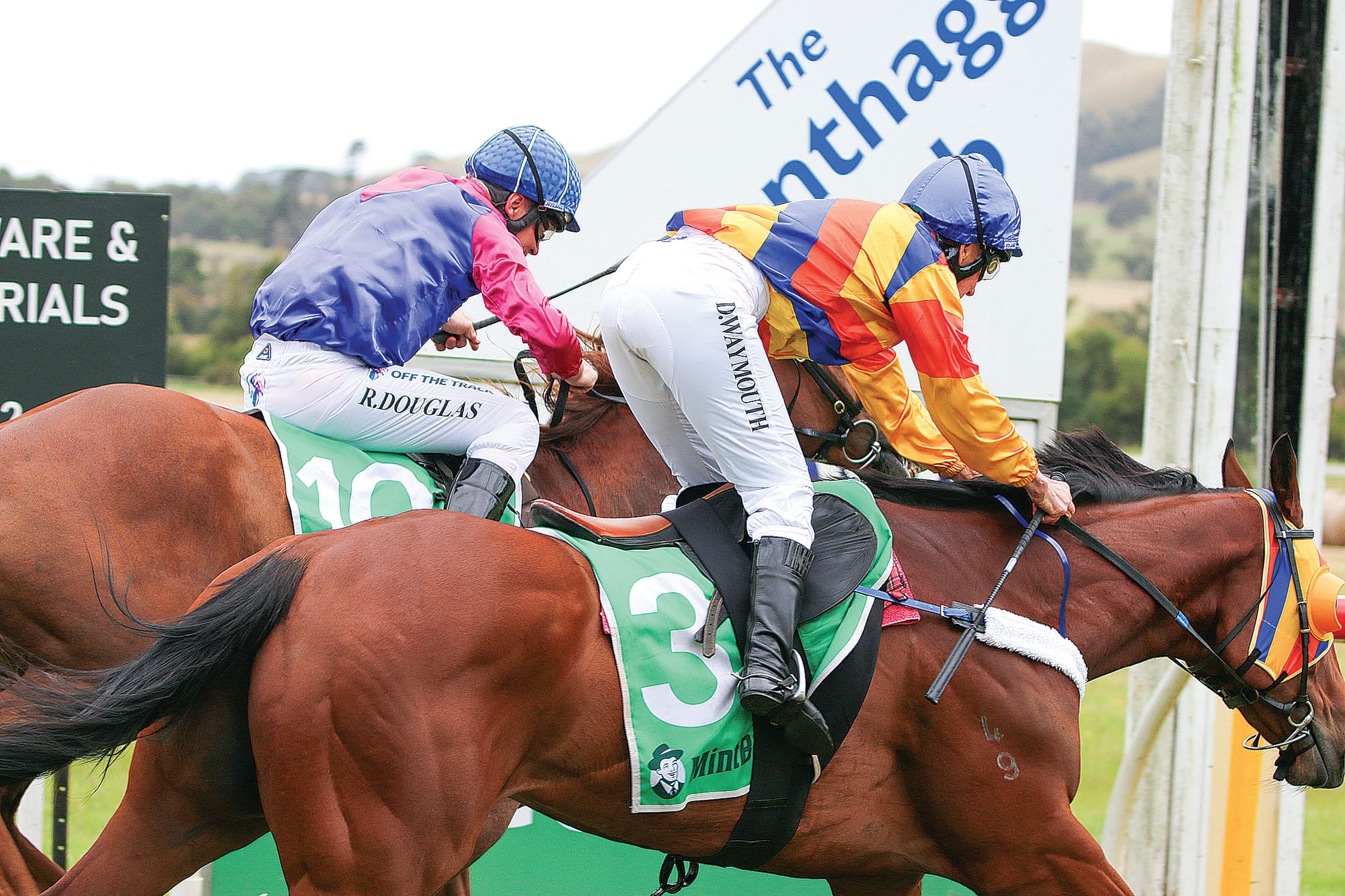 Neck and neck at the finish line the crowd weren’t sure who’d taken the win. ob13_0124