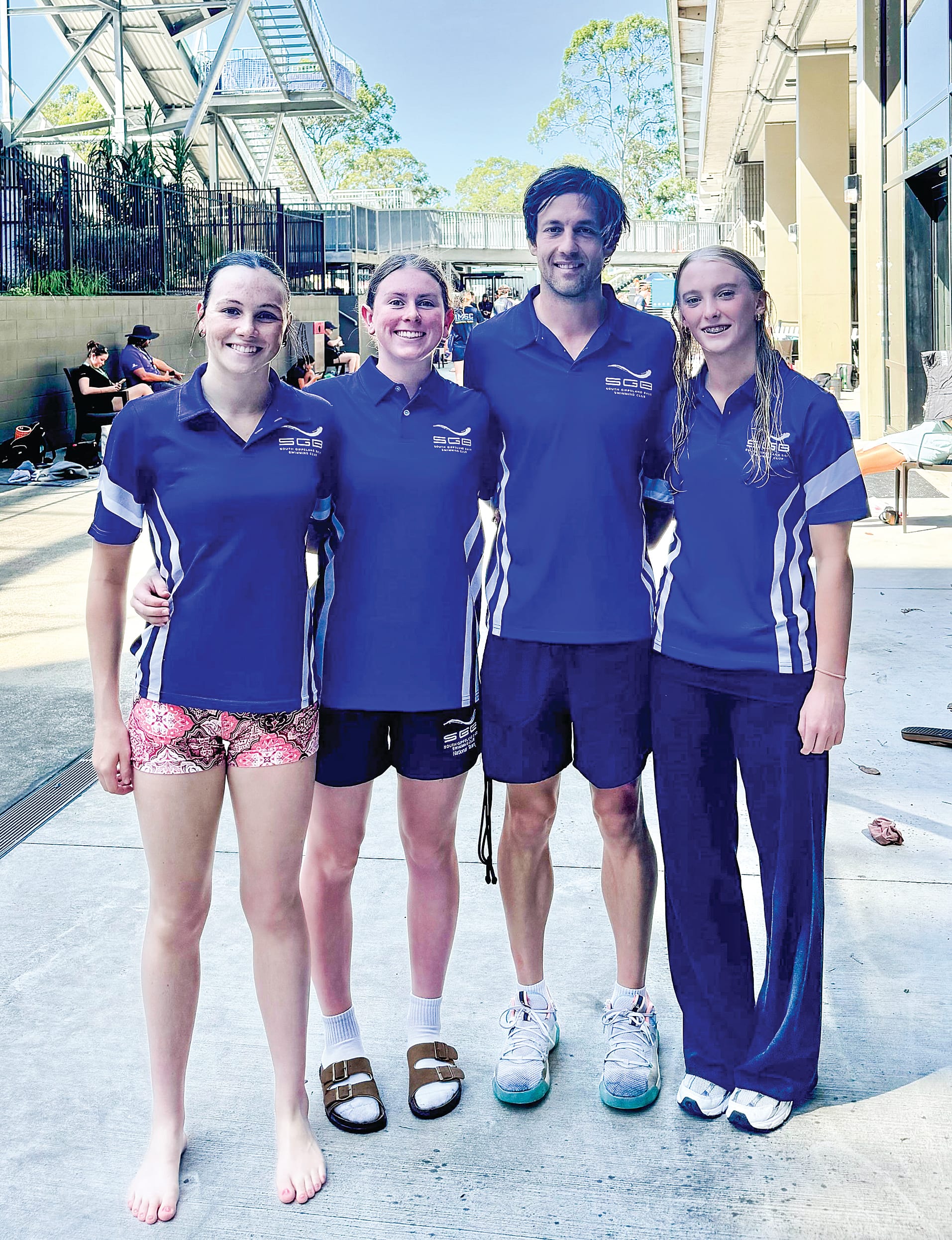 Miah, Claudia, coach Dylana and Rahni.