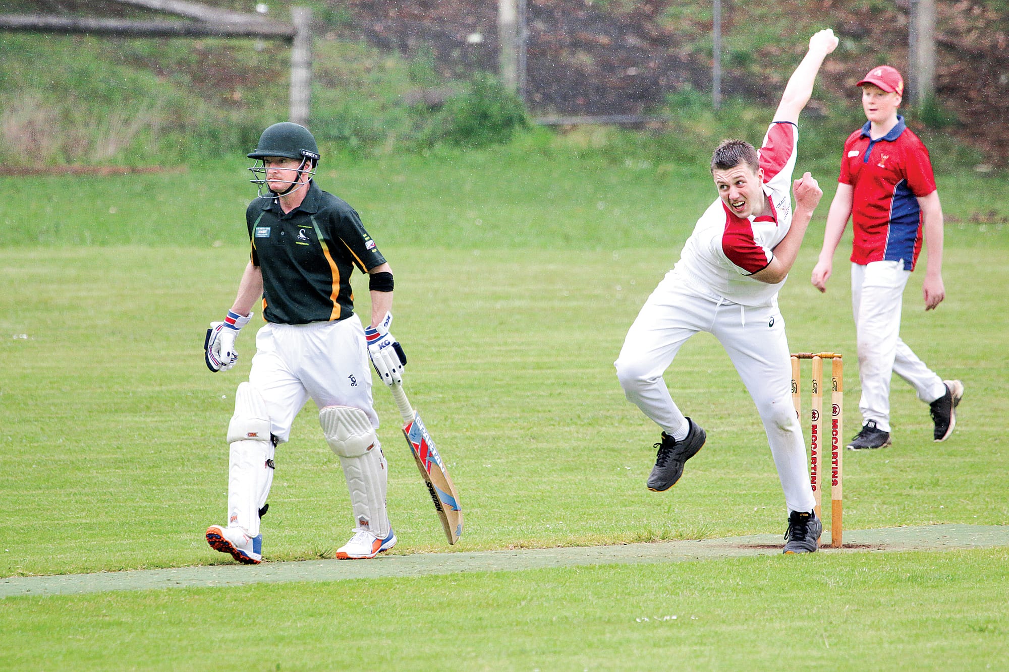 Ty Bolding lets one rip for Glen Alvie in the tied match with Leongatha Town in C Grade