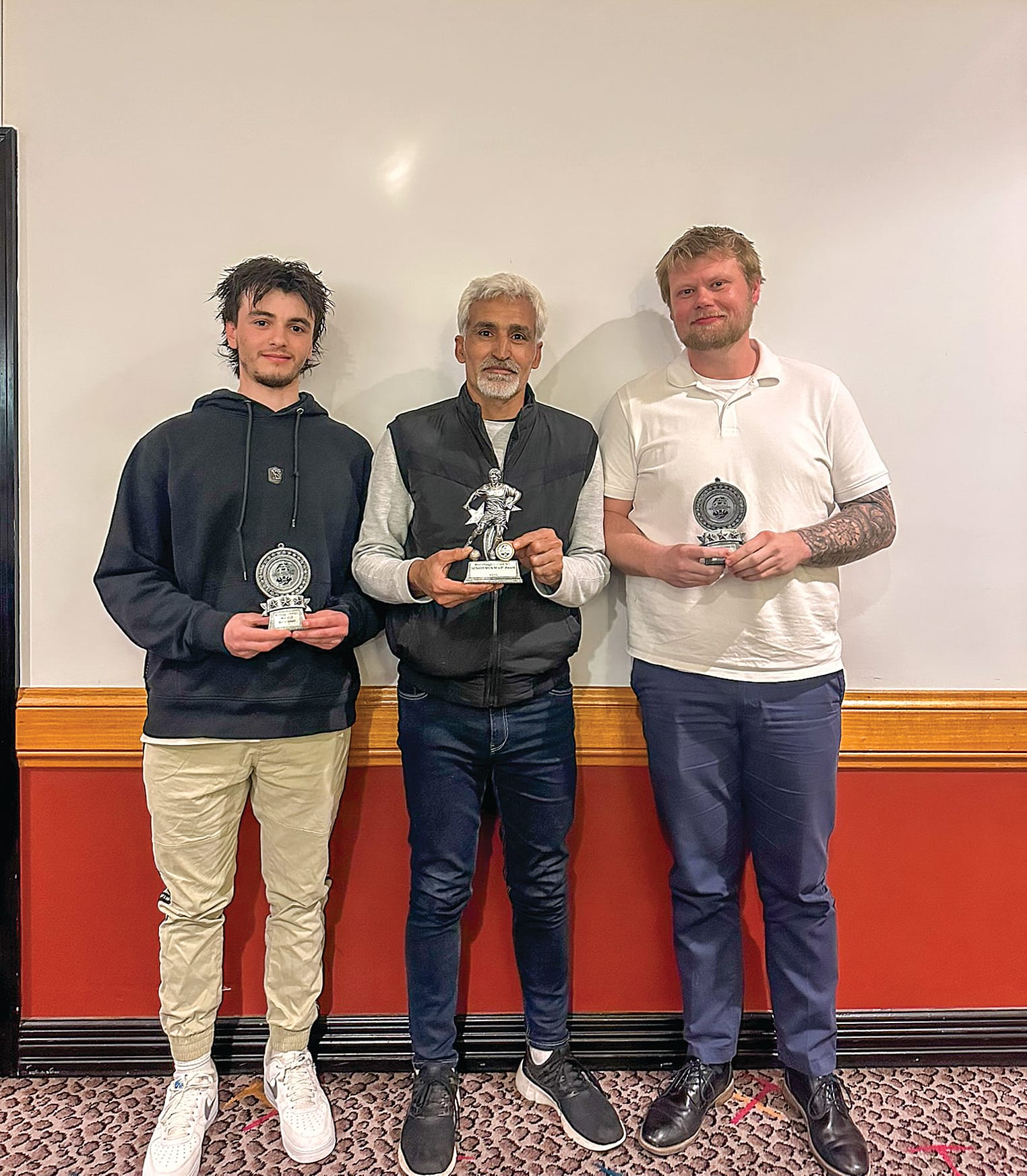 Andy Checuti (Coach’s Award), Sabri Darwesh and Adam Russell (absent) (equal MVPs), Ryan McGuirk (Most Improved), and were recognised for their contributions to the Men’s side.
