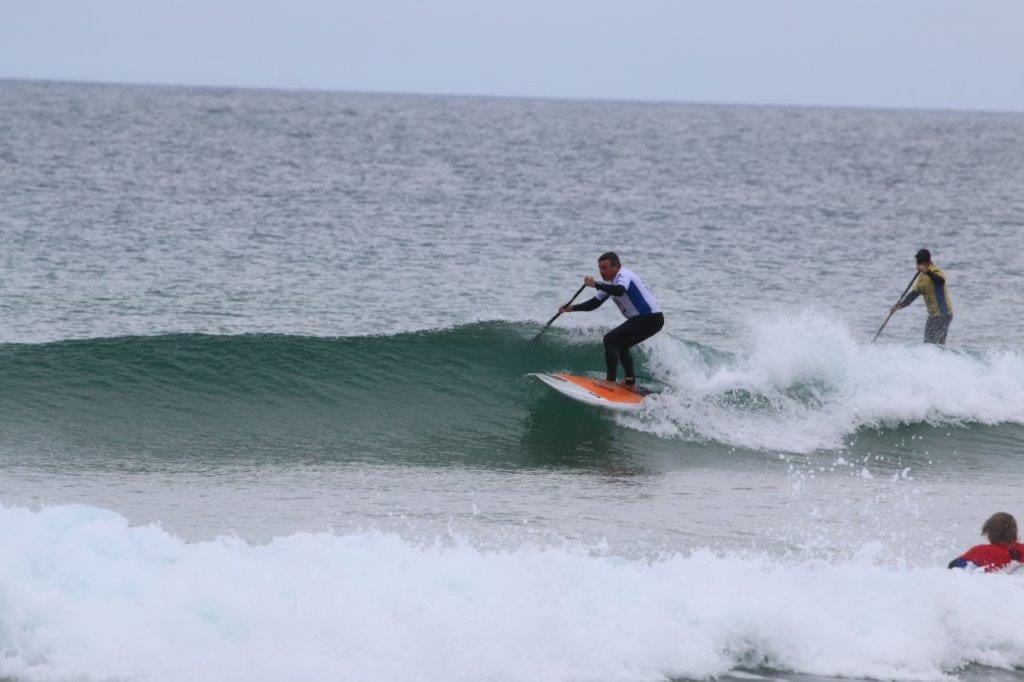 Damien Quinlan of Melbourne competes in the Australian SUP Titles at Woolamai this week.