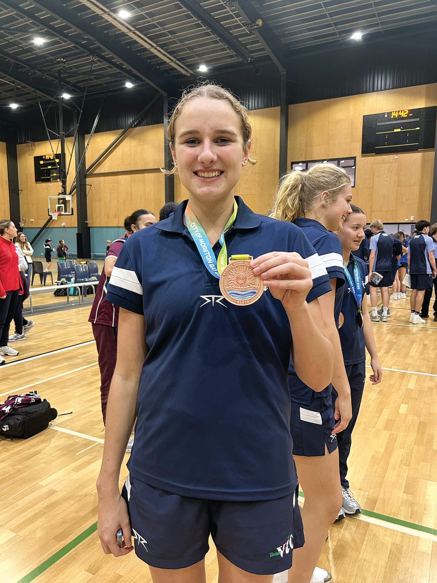 Ruby Mewett with her bronze medal in Brisbane. The Victorian team won the bronze medal match at the School Sport Australia National Championship.