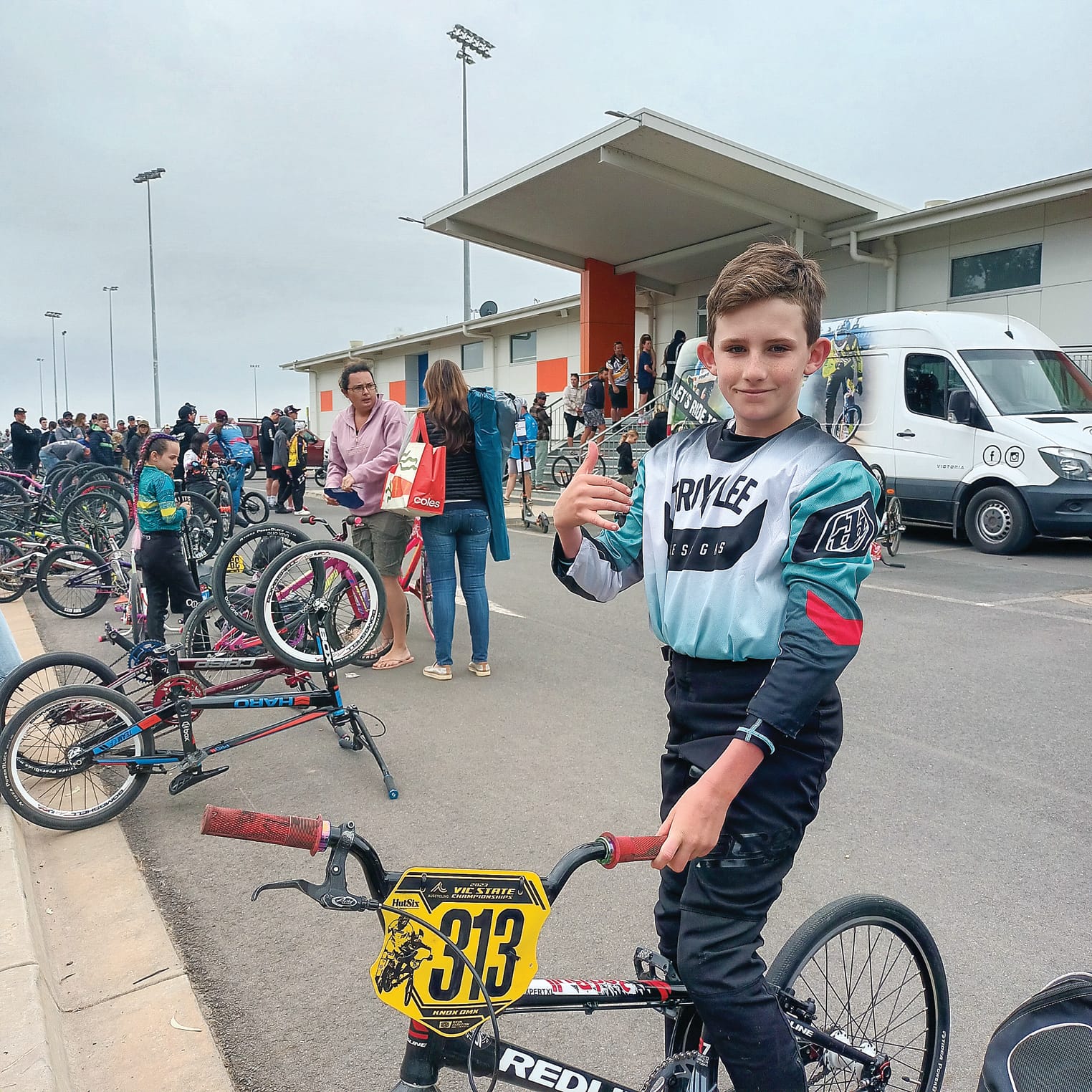 Eleven-year-old Charlie Moule at the 2023 AusCycling BMX Racing National Championships.