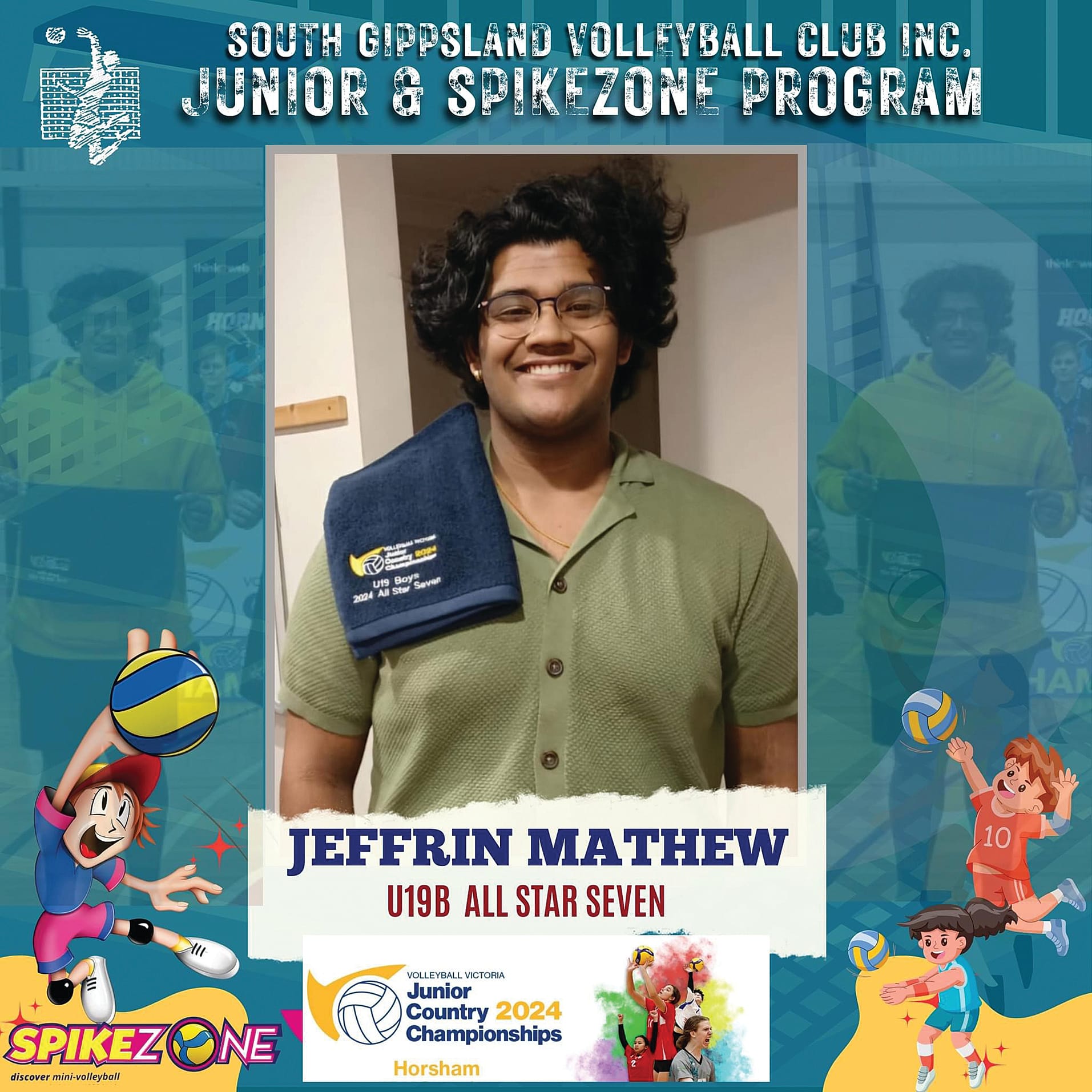 South Gippsland’s U19 boys captain Jeffrin Mathew was named in the All Star 7s. 