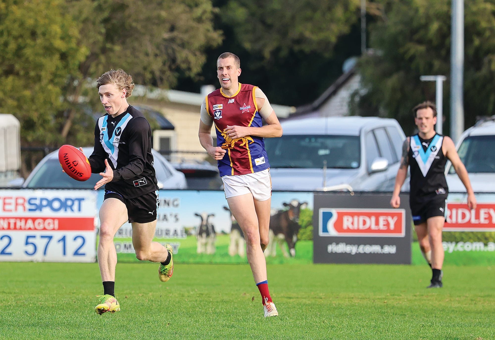 Wonthaggi Power’s Isaac Chugg was simply sensational in defence on Saturday, despite being under siege from the Moe midfield and with a talented goalkicker in former Collingwood VFL player Ben Crocker to look after and the likes of Nick Prowse (pictured) looming.