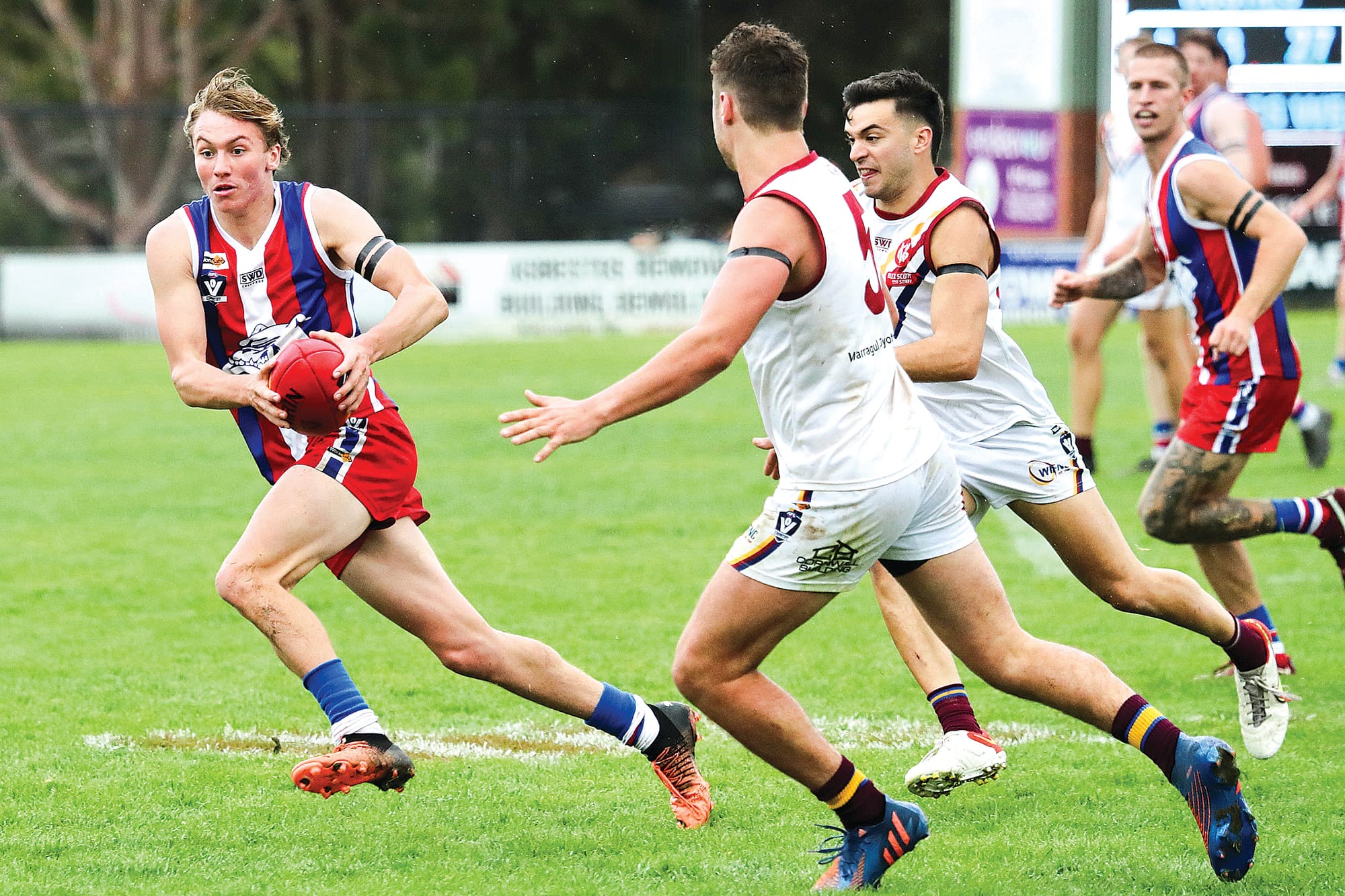 Max Walton looks for options. 