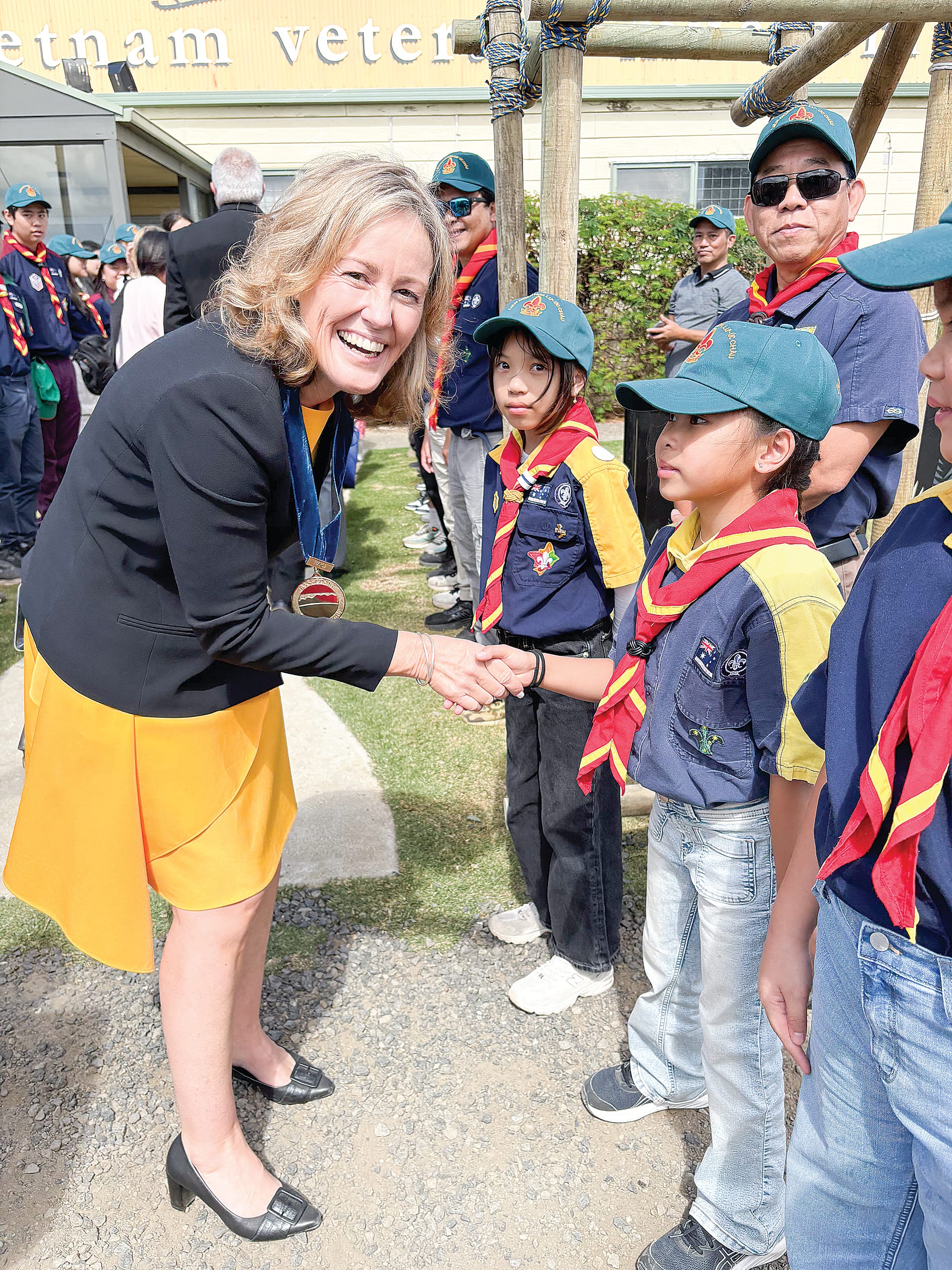 Mayor Rochelle Halstead with Scouts at the National Vietnam Veterans Museum on March 1. 