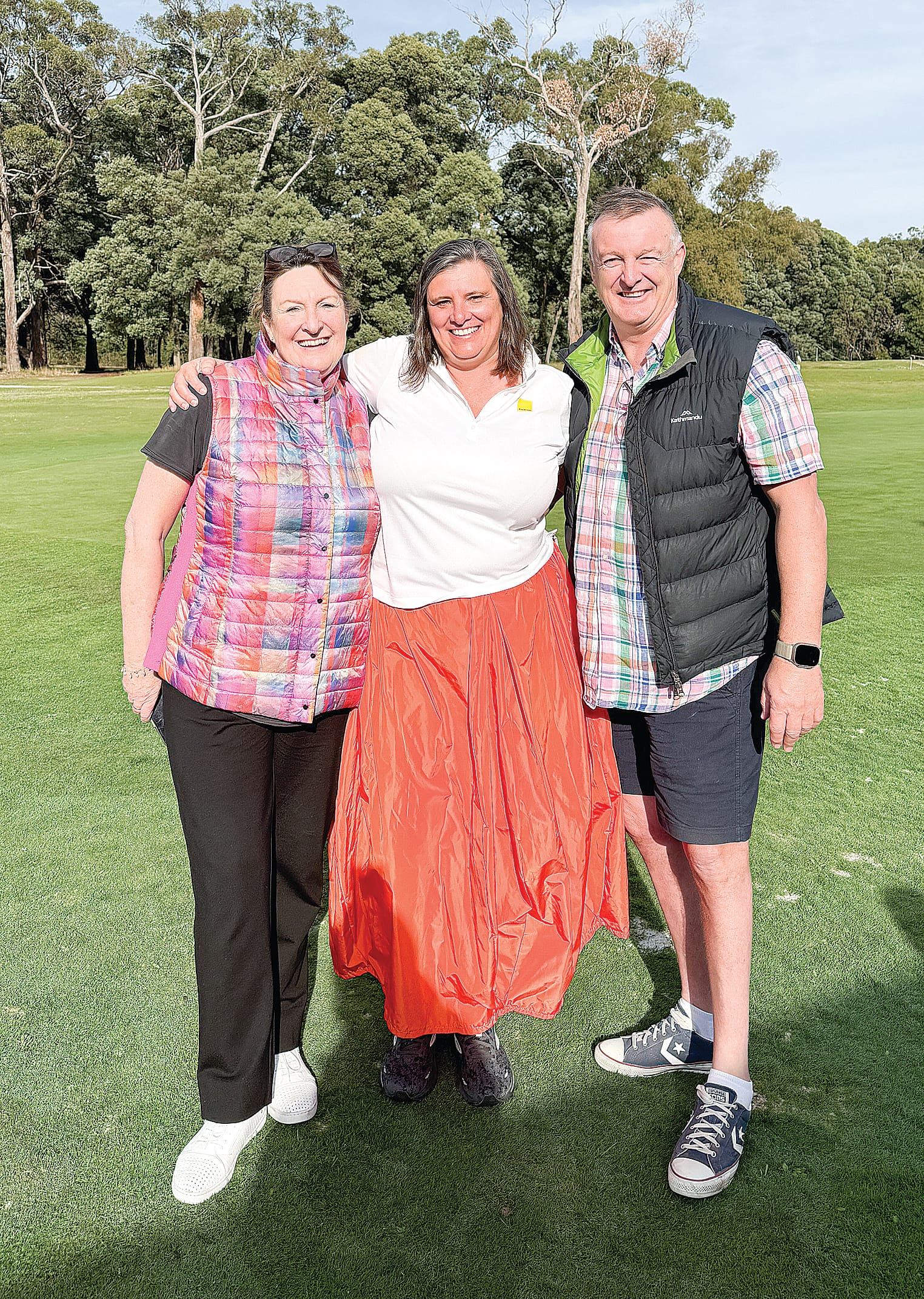 Go Girls Foundation CEO Michelle Jobson with local sponsor Ray White Inverloch’s Fiona McMahon Hughes and Go Girls Charity Golf Day convener Craig Jobson at the recent Go Girls Charity Golf Day.