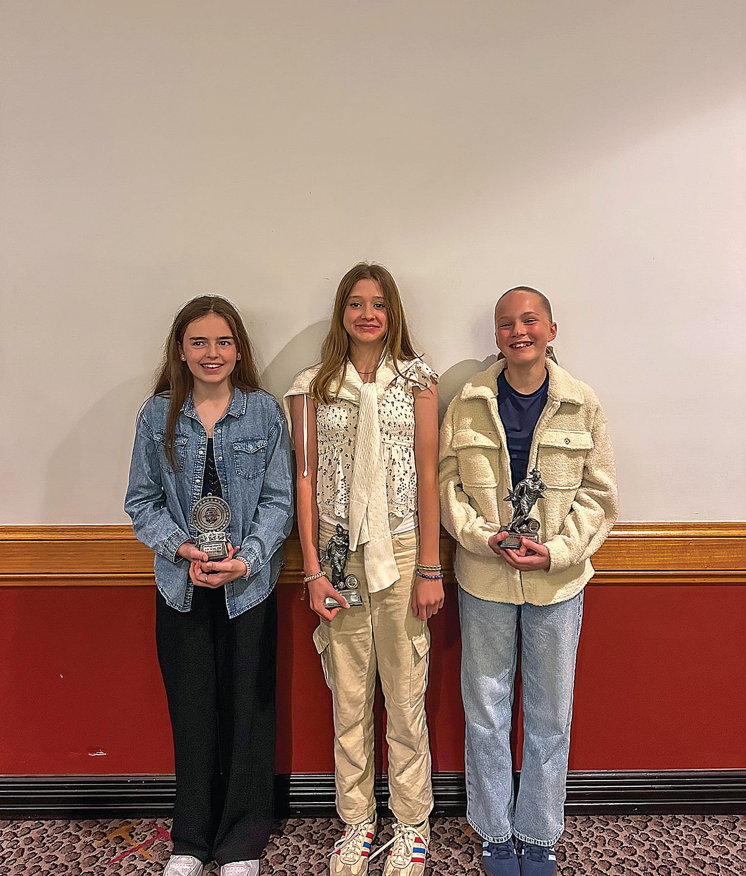 Ella Coyne (Coach’s Award), Hannah Taylor (MVP), and Amity Wilkinson (MVP) shone in a strong season for the U12 Girls. Absent: Porscha Rigby (Most Improved).