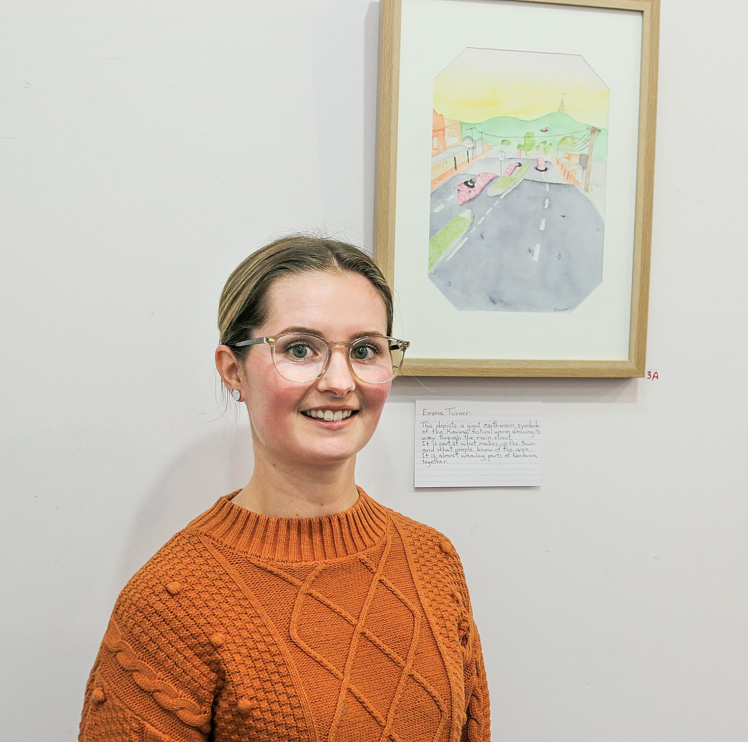 Emma Turner won the adult art prize for her depiction of Karmai weaving through Korumburra.