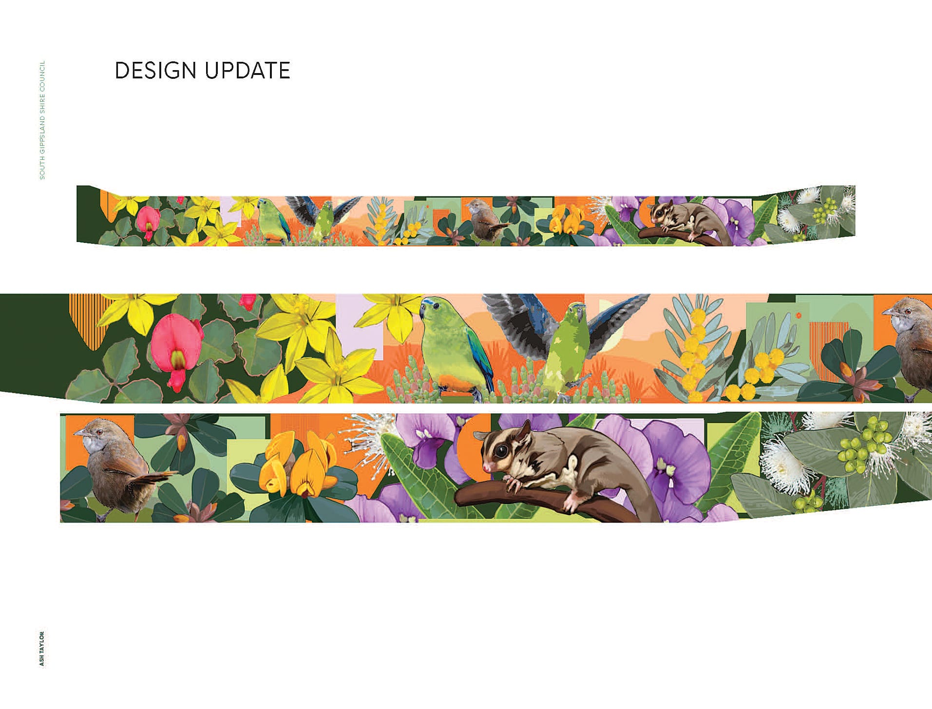 The contemporary design incorporates ecologically significant flora and fauna with engaging colours.