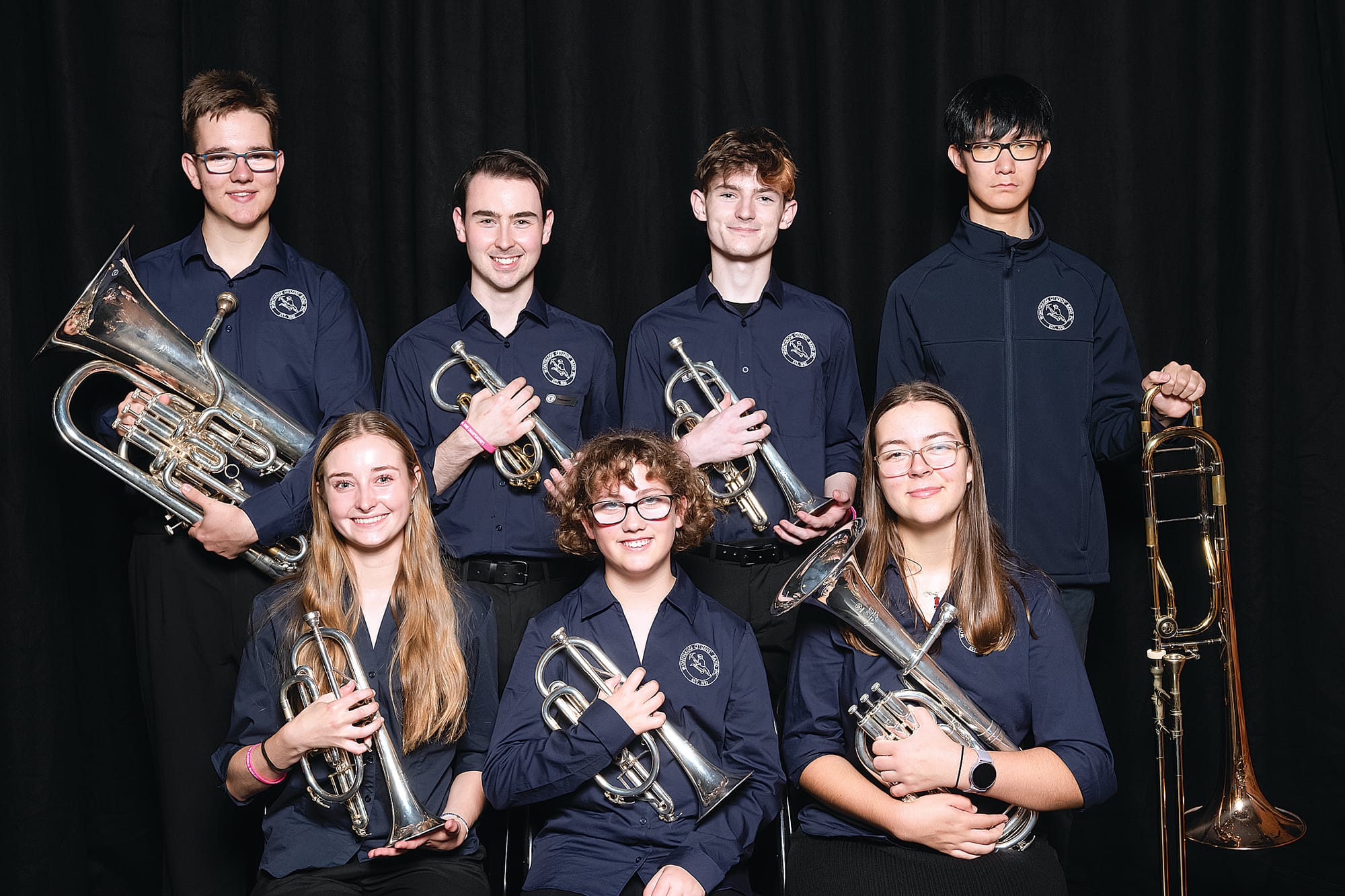 Dylan Cleary, Caleb Robertson, Noah Robertson, Jeff Yu, Alex Beale, Emerald Johnson and Neva Cleary were the members of the youth band who stepped up to perform with the senior band.