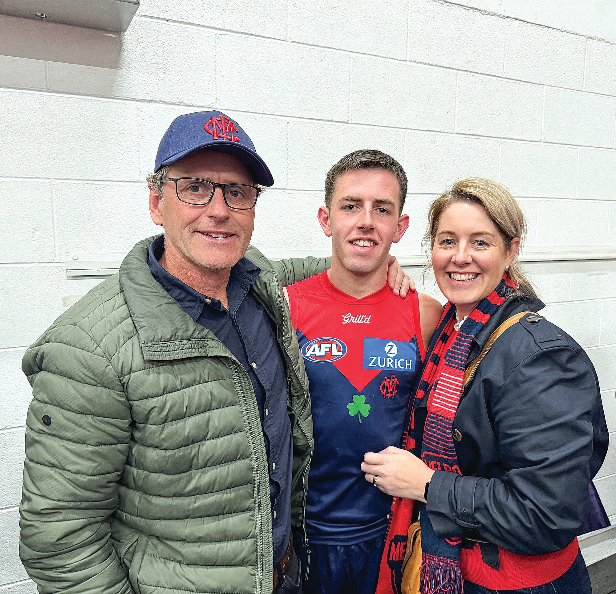 Congratulating Xavier in the rooms afterwards are proud parents Mark and Kate Lindsay of Inverloch.