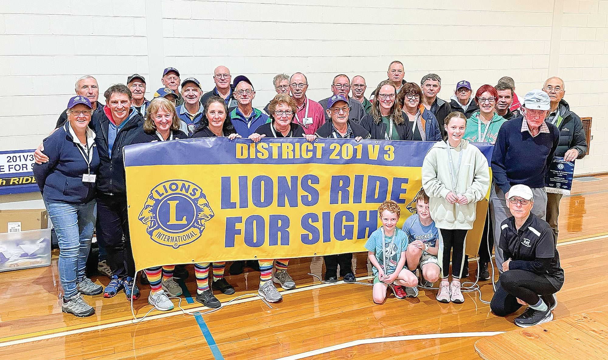 Riders and support crew gather after the 2023 Lions Ride for Sight.