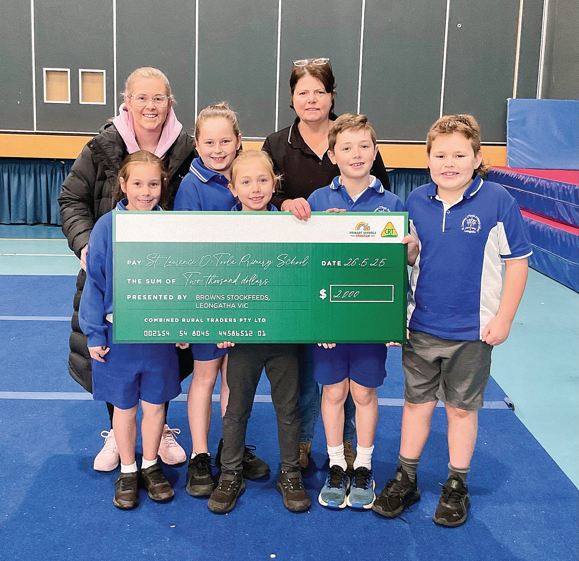 Charlotte, Rhiannon (Parents and Friends Committee), Hannah, Amity, Nicole (BSF), Finn, and Gus at St Laurence O’Toole Primary School. 