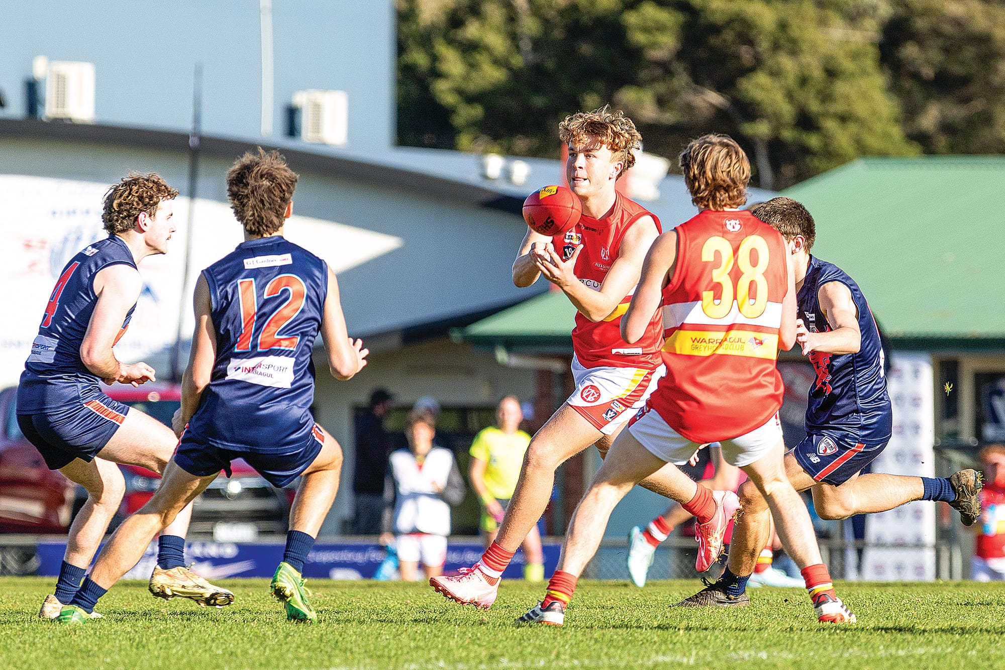 West Gippsland pictured battling it out against Ellinbank. Photo: Bec Casey Sports Photography.
