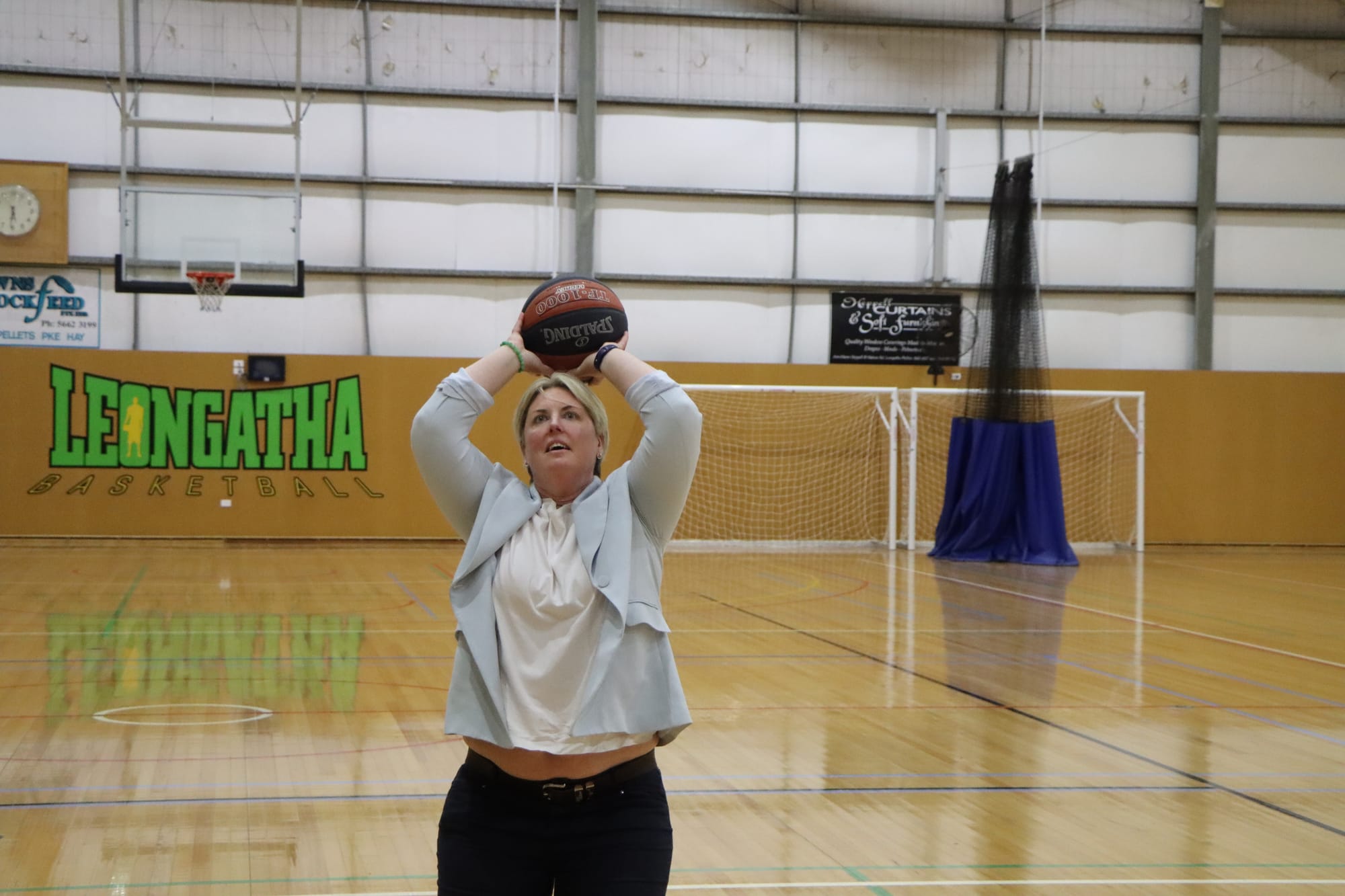 Candidate for Monash Mary Aldred gets set to shoot.