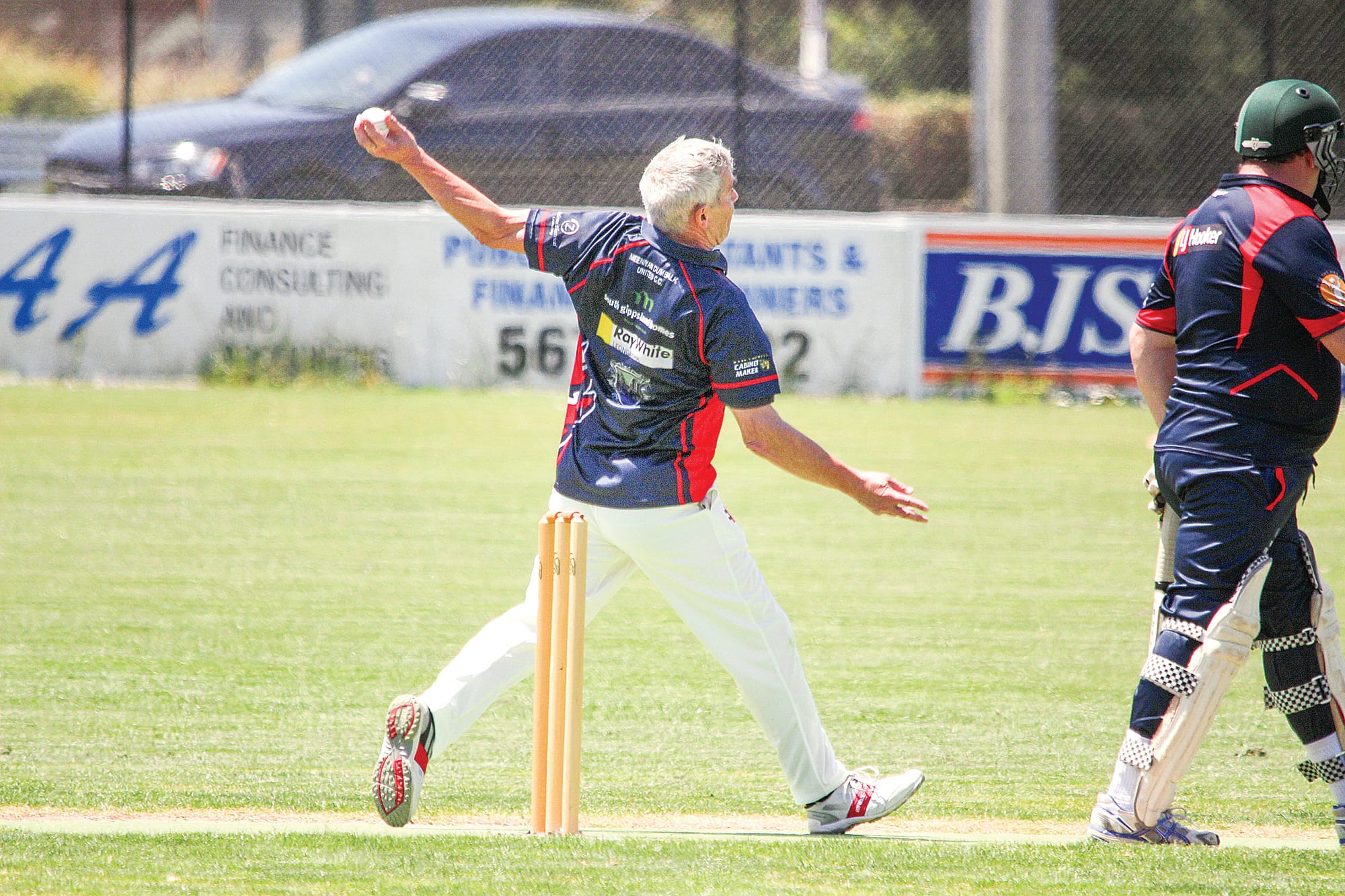 David Meagher bowls around the wicket for MDU on Saturday. 