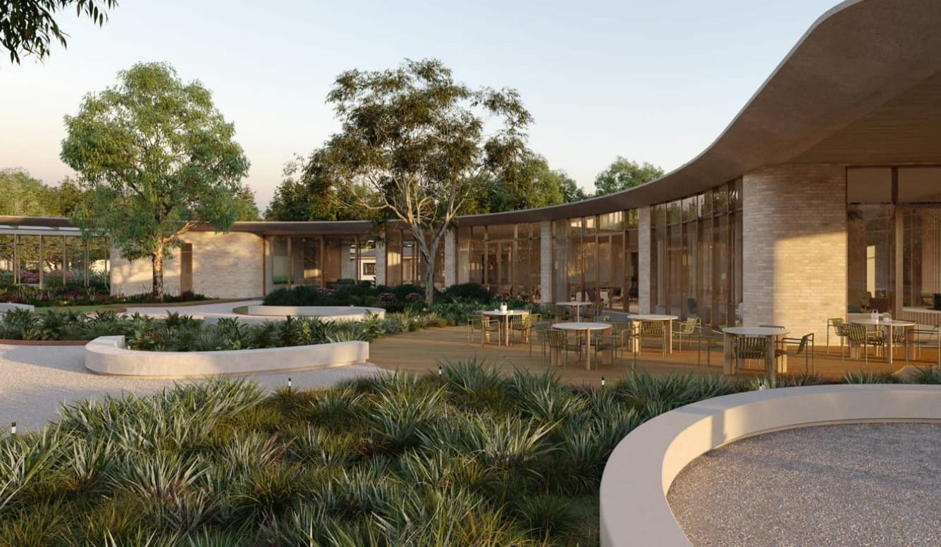 The community clubhouse, at the proposed Lifestyle Village at Cowes, offers dining, lounge, activities room, cinema, gym, library, shared-tool supply, BBQ, seating, bowls, croquet, outdoor pool, pickle ball court, and 20-car parking spaces.