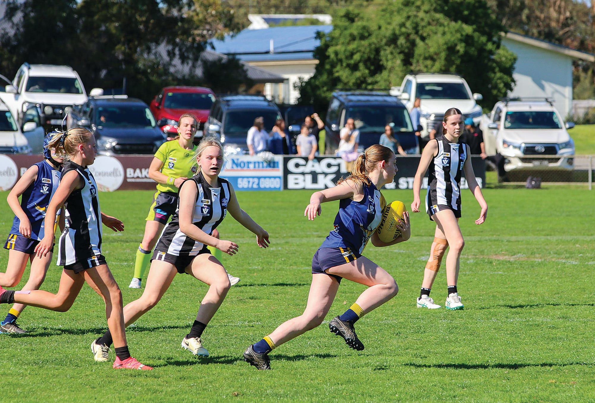 Inverloch-Kongwak’s Tanjil Richards breaks from the pack in the U14 girls’ grand final.