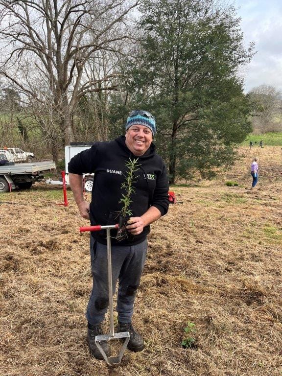 Not only did Duane Thomas TreeX Tree Service in Leongatha supply the natives and come on board as a major sponsor but he also rolled up the sleeves and got to work.