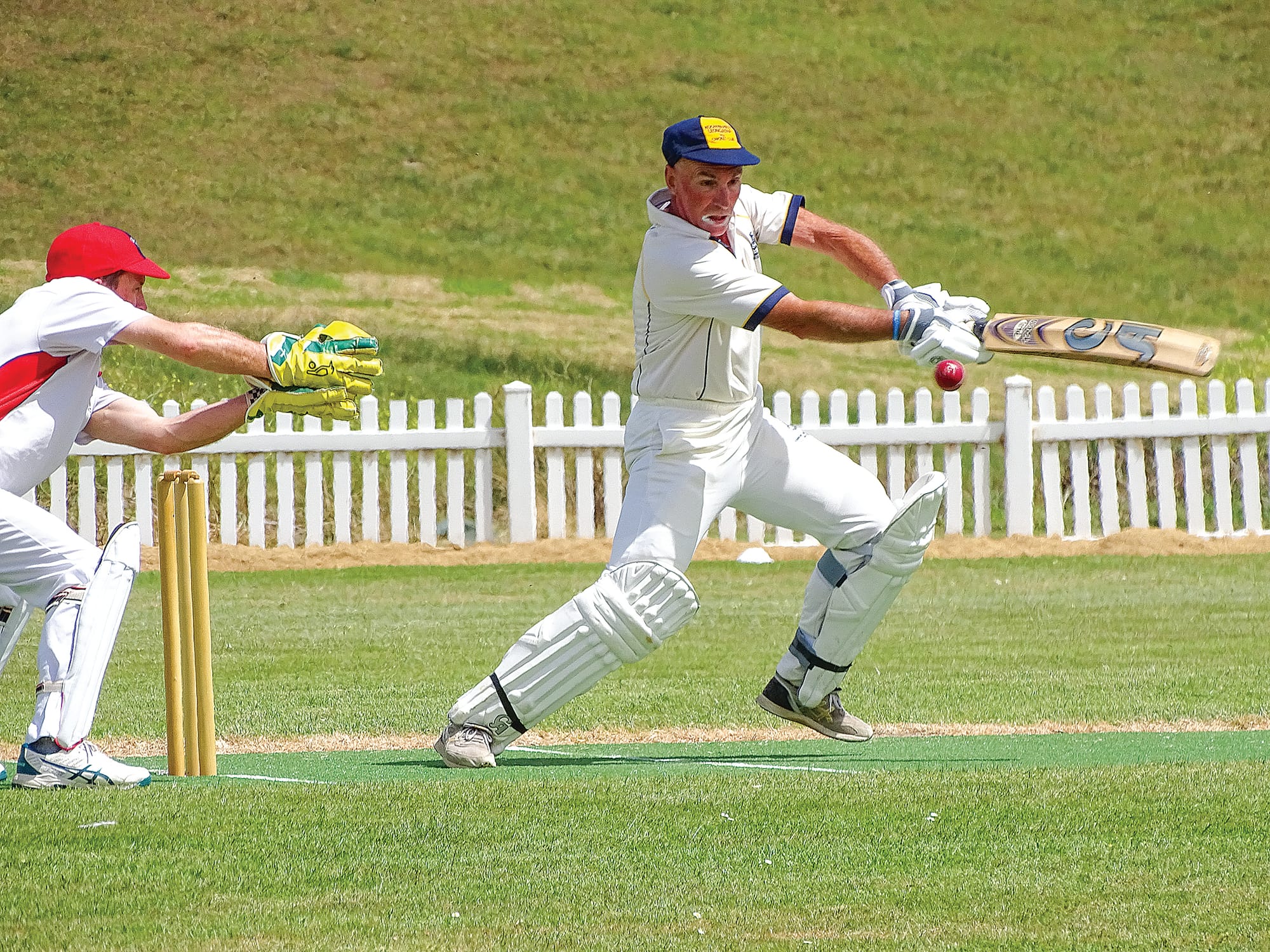 Brad Anderson plays a late cut for Koonwarra Leongatha RSL against Glen Alvie. Photos: Jodie Arnup.