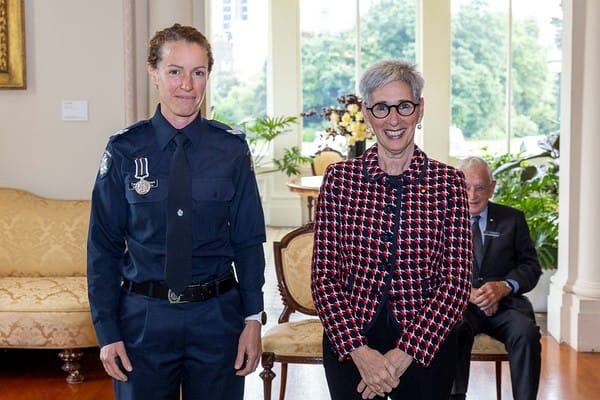 Senior Constable Natasha Collison was presented with a silver medal for her extraordinary bravery which included entering a burning vehicle twice to rescue the occupants.


