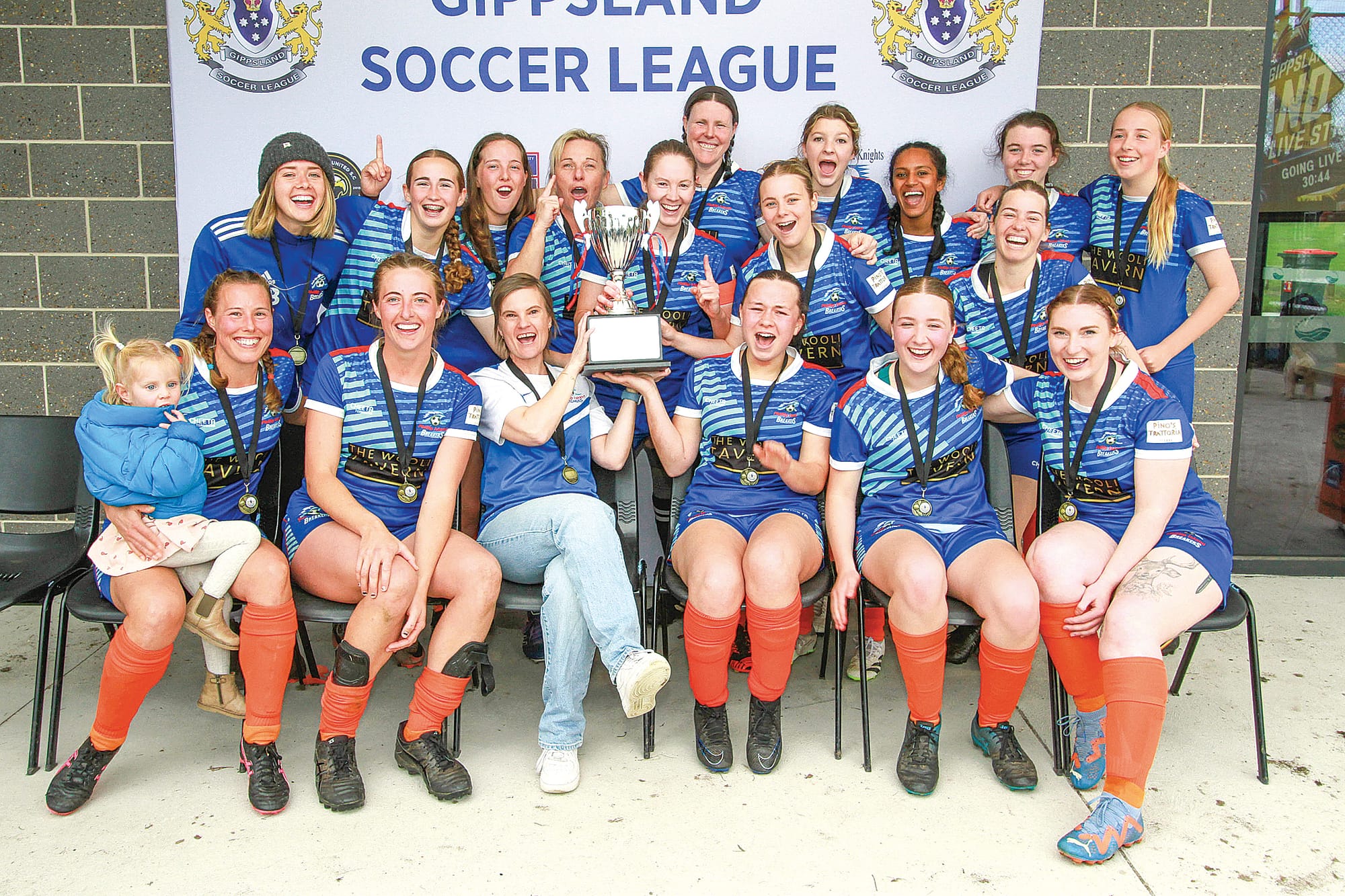 Senior Womens Champions – Phillip Island Breakers. Luka Alford, Yarlini Baum, Pauleen Boulton, Elissa Davidson, Ailish Flynn, Maegan Forbes, Joss Geronimo, Sarah Hawking, Grace Howlett, Michaela Marr, Helen Masters, Patika Reed, Jessica Tong, Jarrah van Stekelenburg, Petra van Venrooy, Kelly Wall (captain). Coach: Benita Russell, Team Manager: Phoebe Orr.