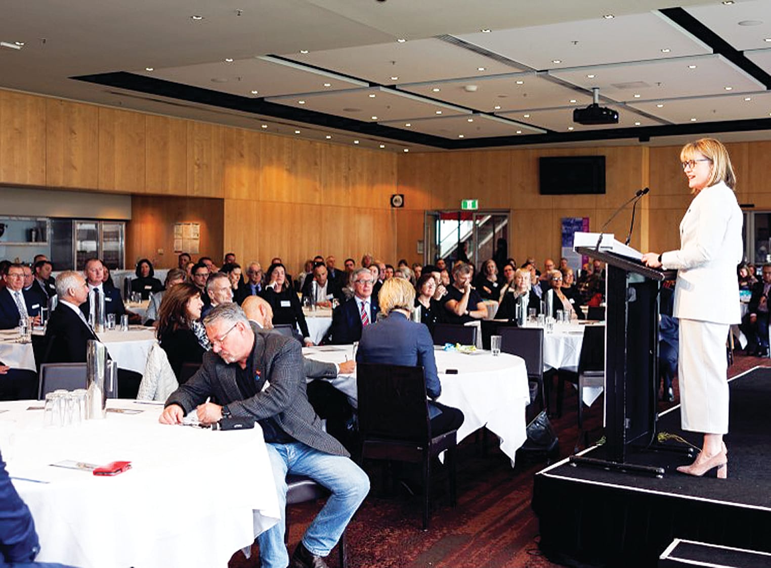 Minister for Commonwealth Games Delivery Jacinta Allan spoke to attendees at the Partnership Forum.