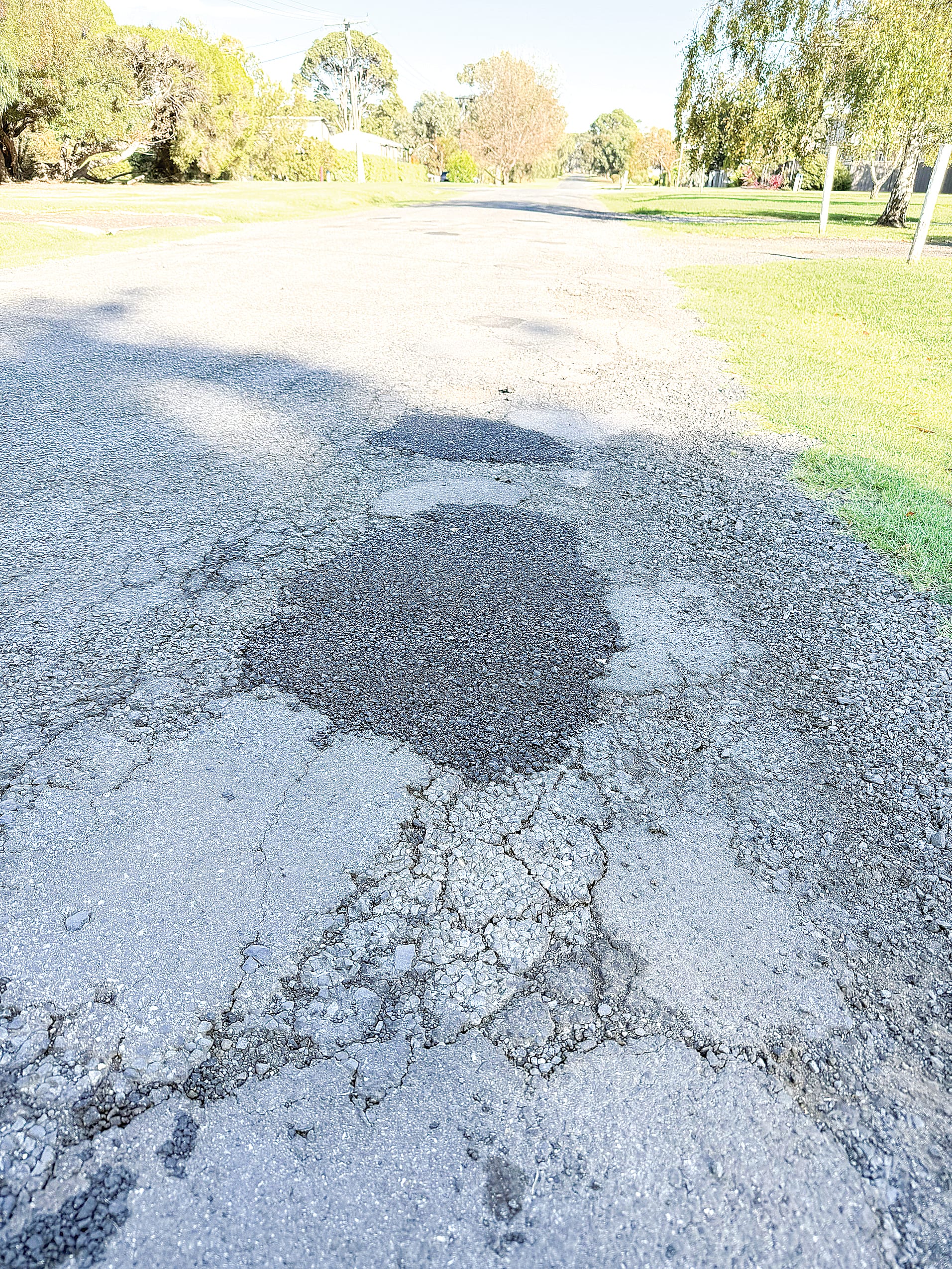 Recent pothole filling has improved the condition of Reid Street, Rhyll, but the shire council heard last Wednesday it can’t afford to continue maintaining the bitumen surfaces of dust suppressant seals.