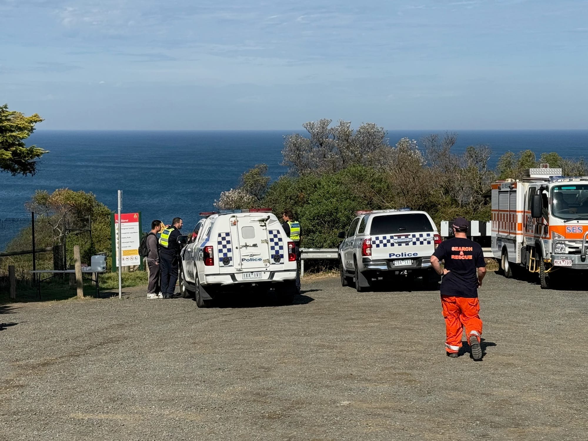 Police will prepare a report for the coroner after three people were swept off the rocks this morning. A female was located deceased, a female managed to return to shore and are male is understood to still be missing as of 11.25am.