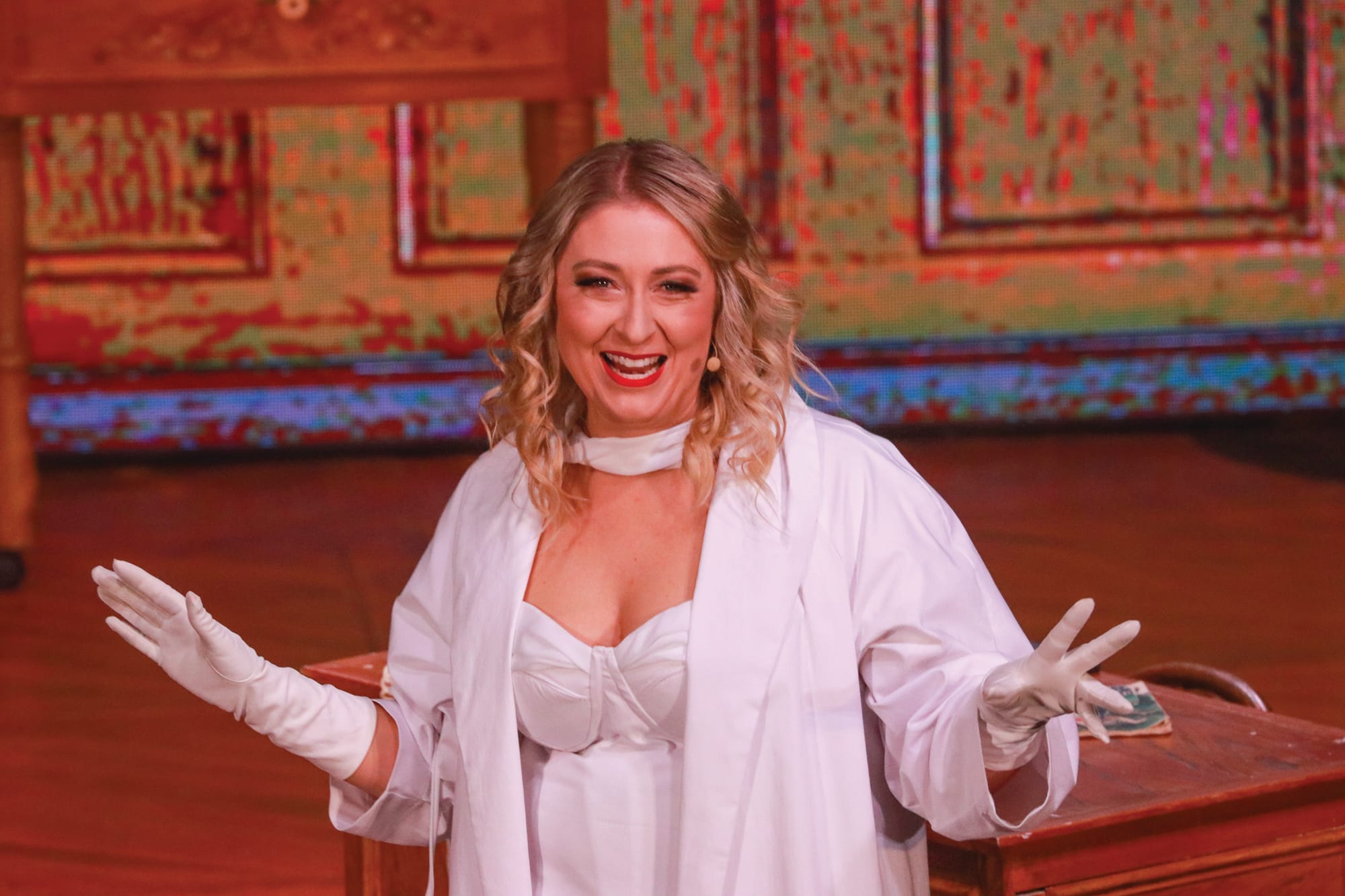 Kerryn Moren playing Ulla in the Leongatha Lyric Theatre production ‘The Producers’ in her opening song ‘When you got it, flaunt it.’ Z27_2723