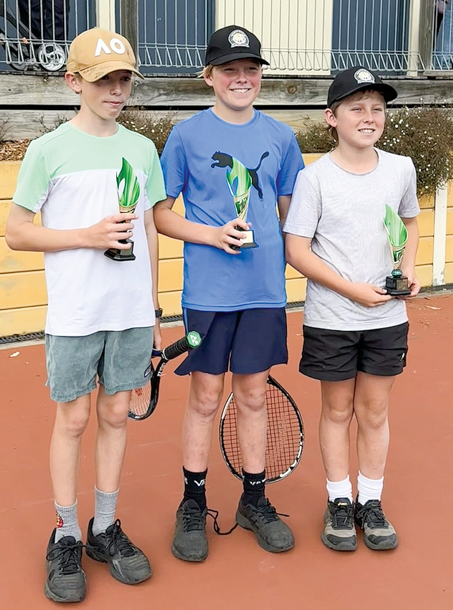 B grade runners up Liam Roberts, Lachie McCarthy and Ollie McCarthy.