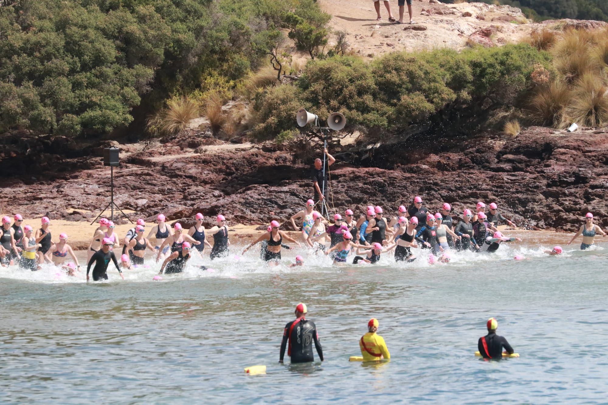Cowes Classic participants enter the water for the 31st Bass Coast series event.