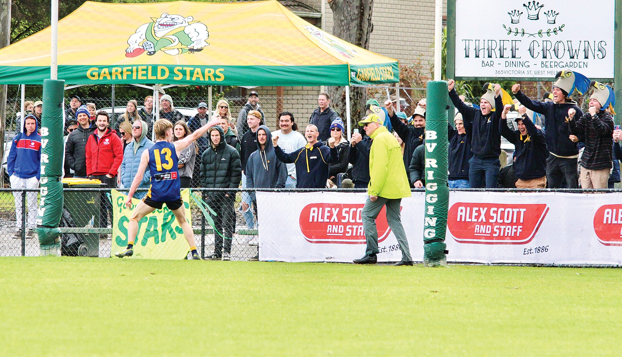 Hayden Lindsay slots the sealer and celebrates with the strong IK contingent behind the goals. 
