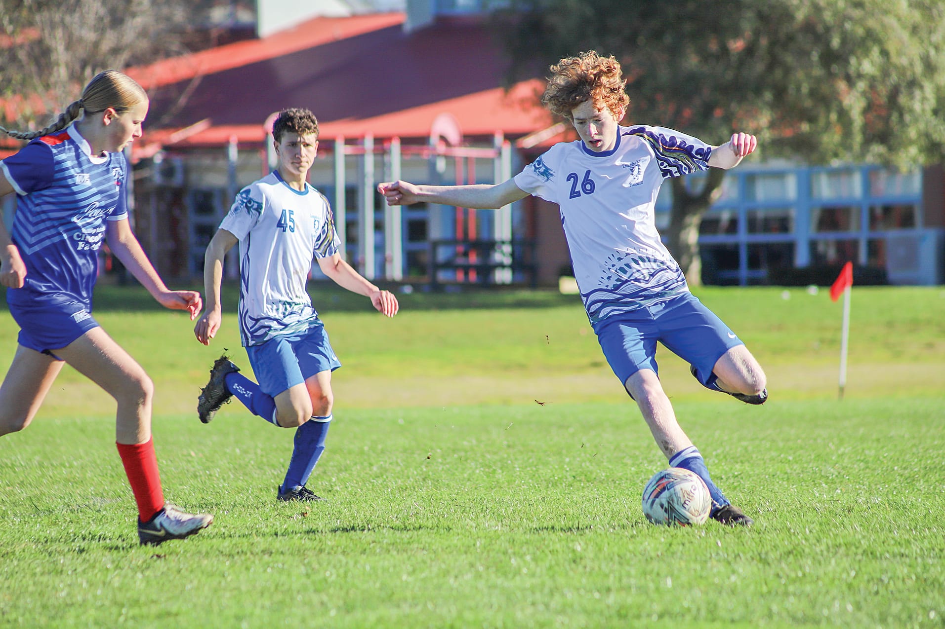 Jack McNaughton looks to move the ball into the Knights attack.