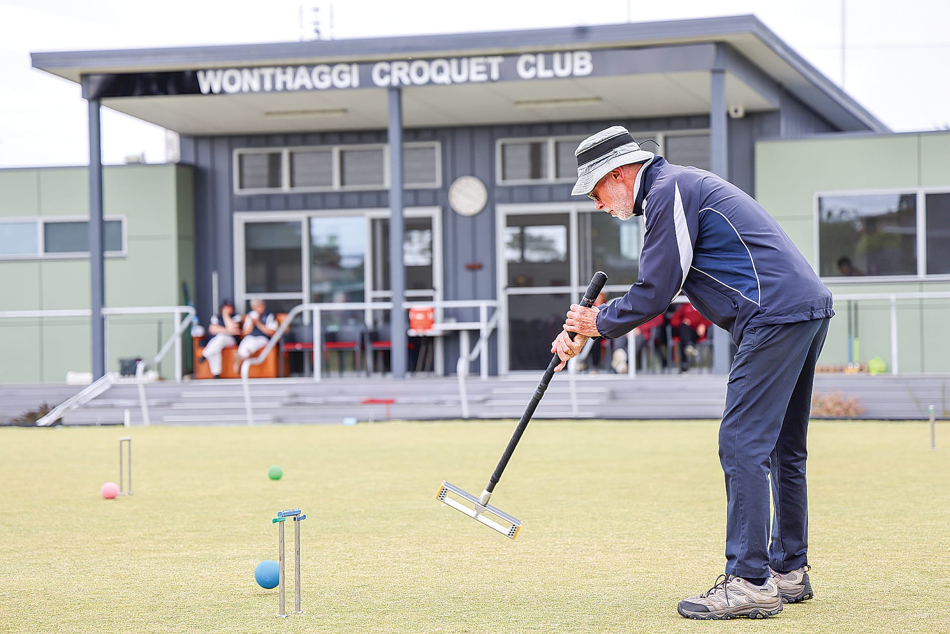 Richard Parks from Williamstown played in Division 2 at the annual Level Play Singles Croquet Tournament in Wonthaggi. B37_4725