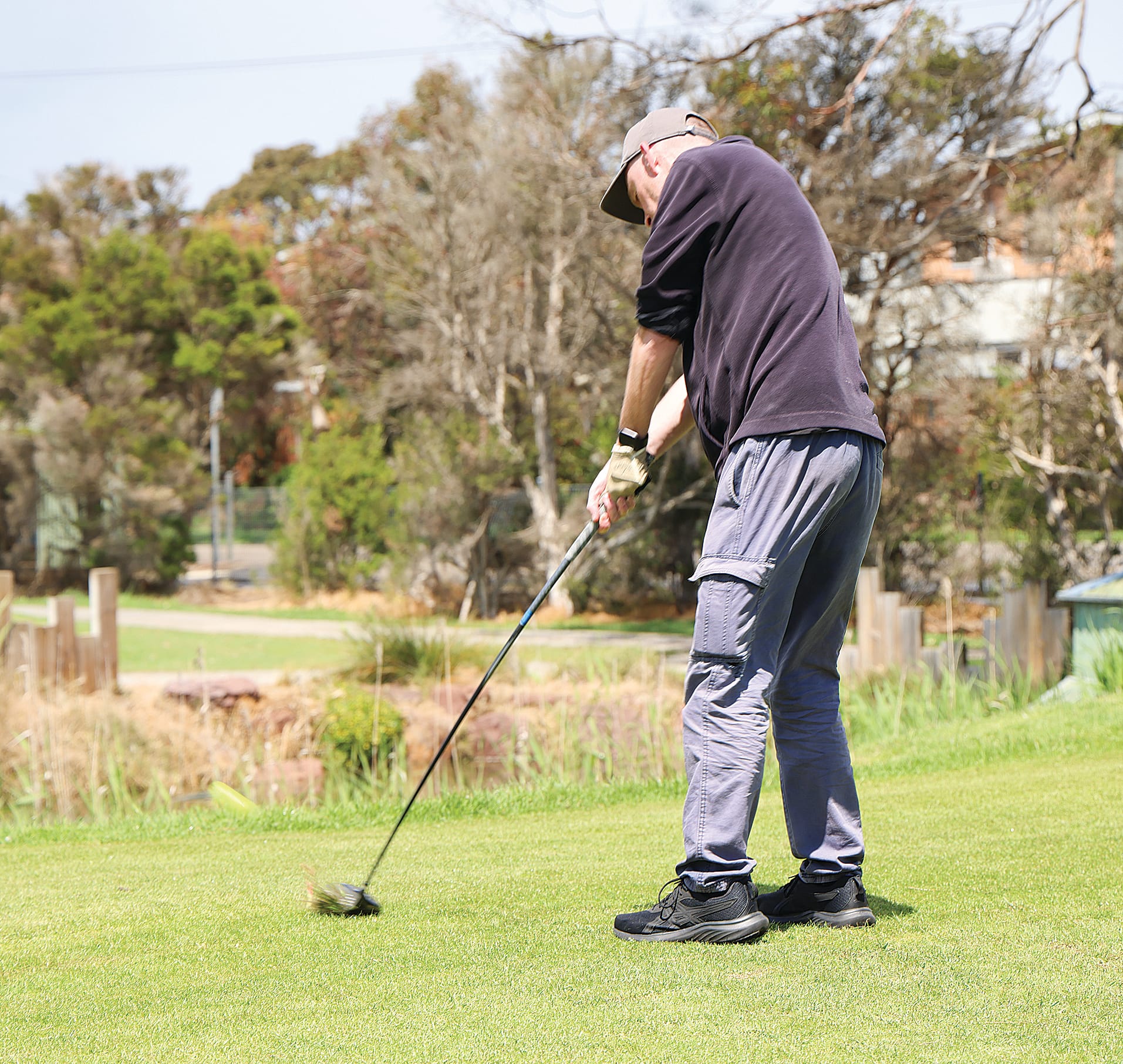 David Beales tees off as the Phillip Island Golf Club celebrates its 75th Anniversary. B79_4625