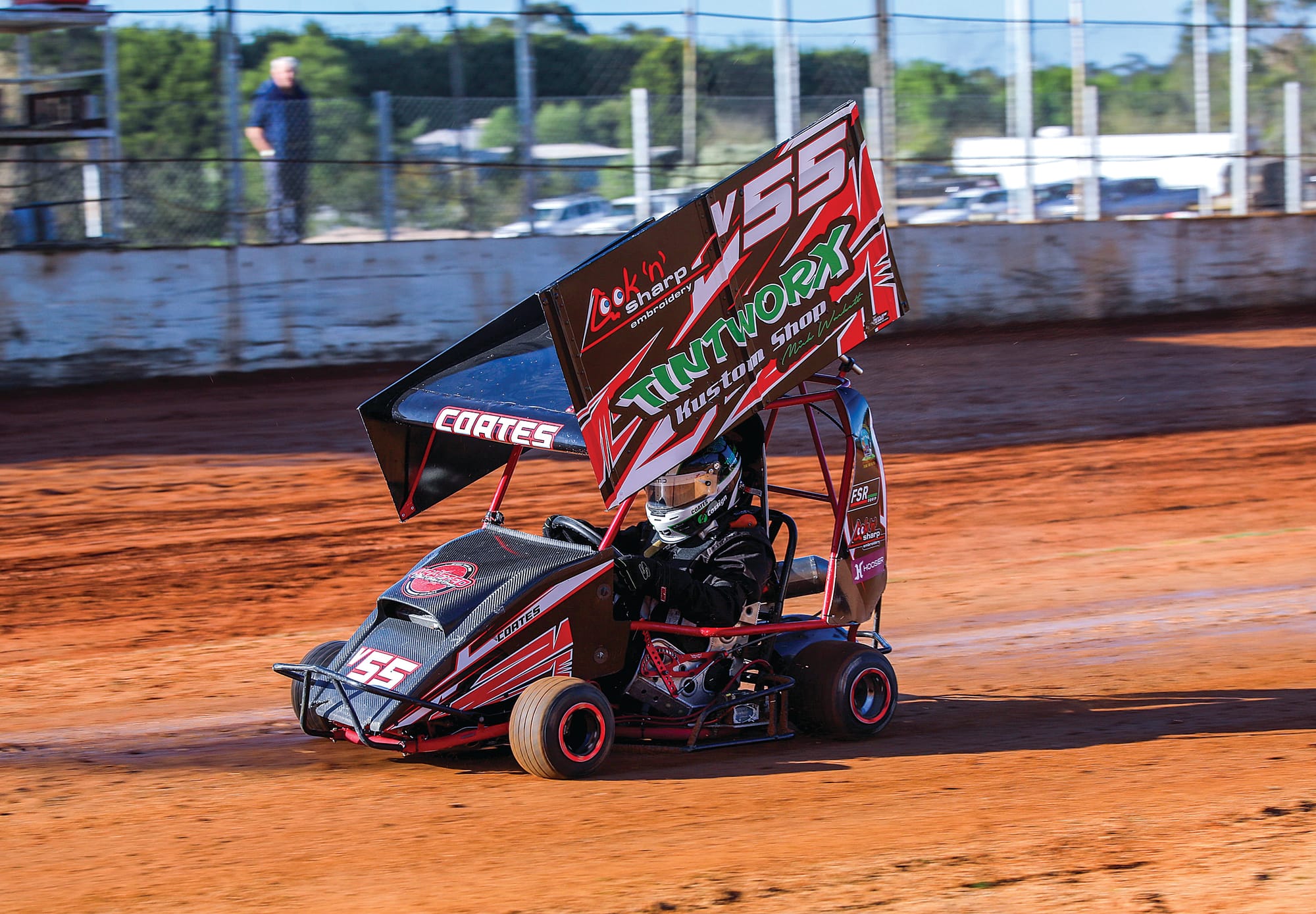 There was impressive racing by the Outlaw Karts at Nyora Speedway in the juniors division. Photo: Napier Photography.