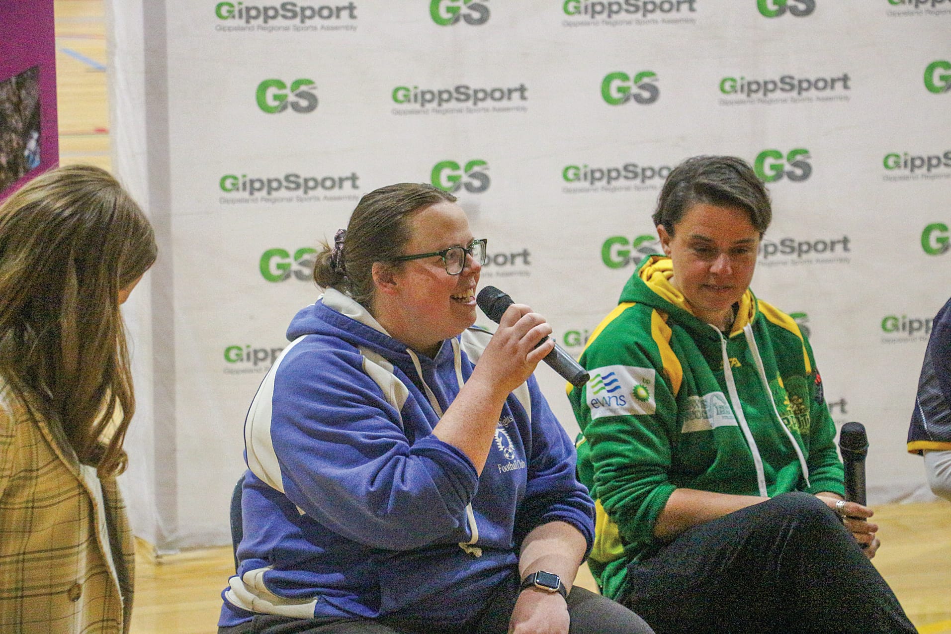 Beth Milkins of Leongatha Knights Football Club speaks as part of the Community Voices Panel.